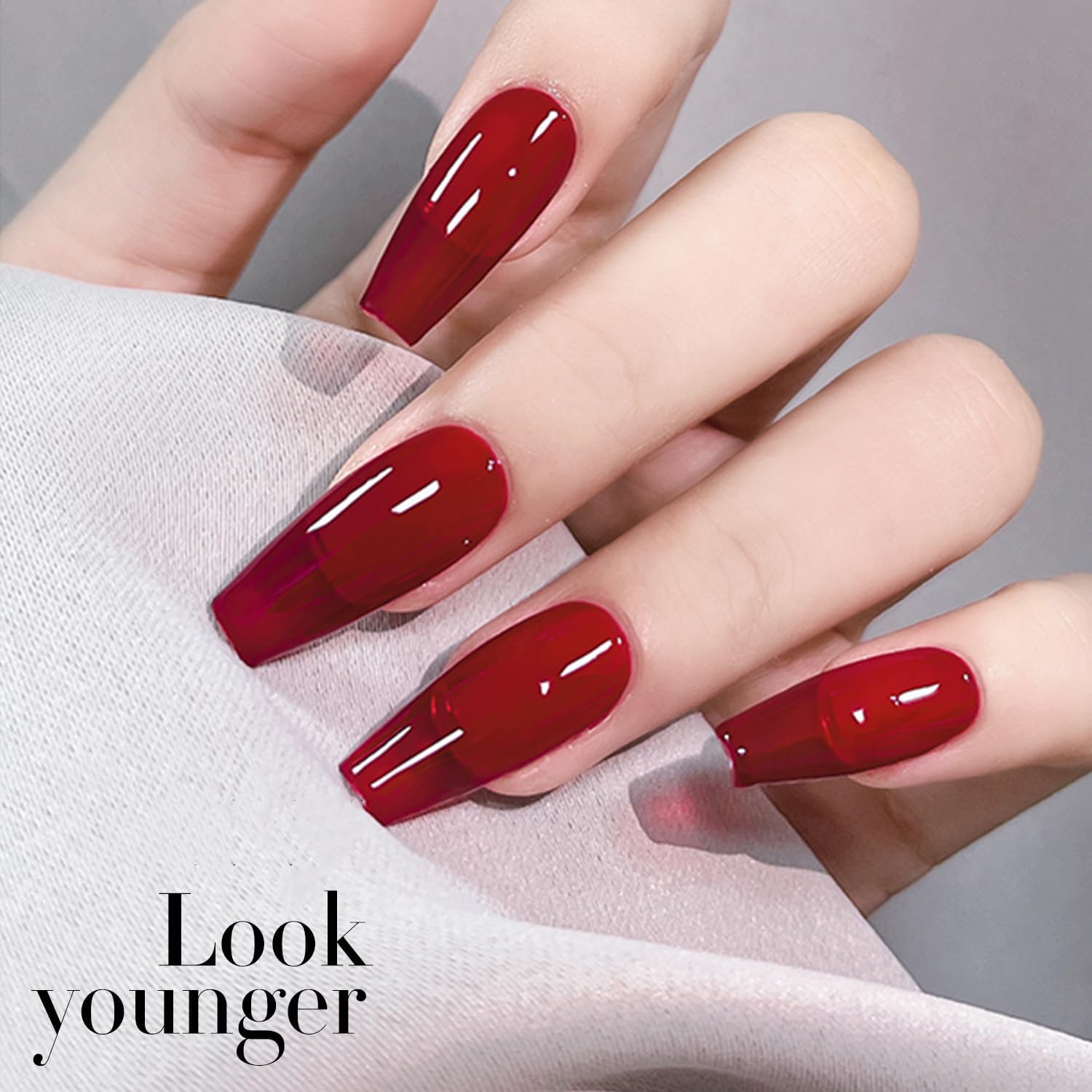 Juego de esmaltes de uñas de gel de cristal de gelatina, vino, borgoña, rojo, negro, translúcido, otoño, diseños de manicura, bricolaje, hogar, UV