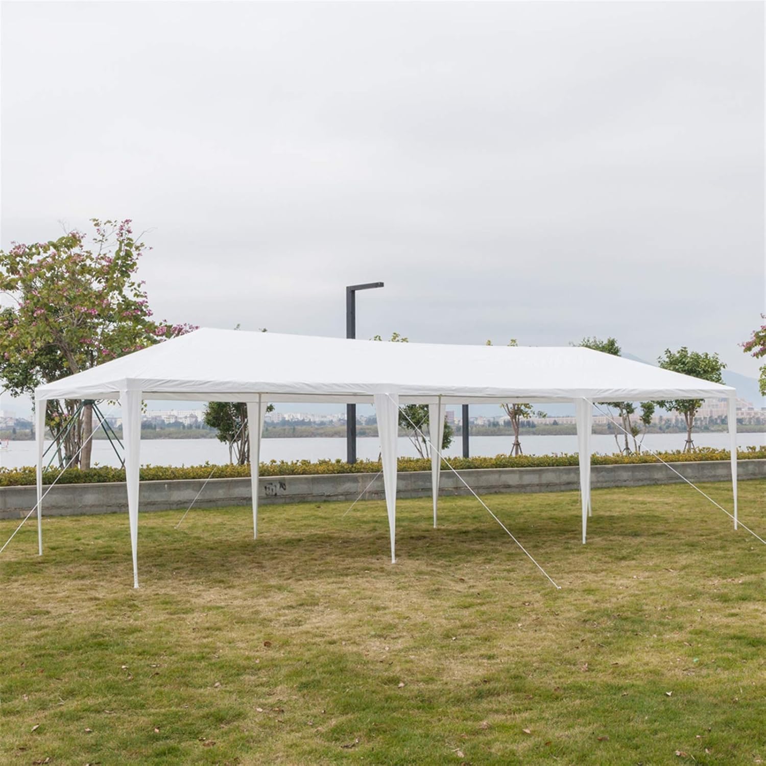 Toldo resistente de 30 x 10 pies, para fiesta, boda, kiosco, blanco, con 5 paredes laterales extraíbles, pabellón impermeable al aire libre para
