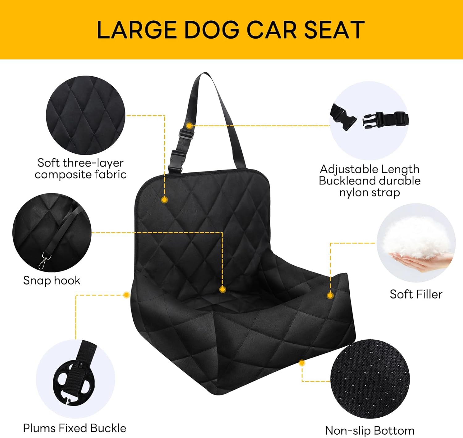 Asiento de coche para perros pequeños de menos de 40 libras, impermeable, cama de automóvil para viajes, asiento delantero, funda para perro