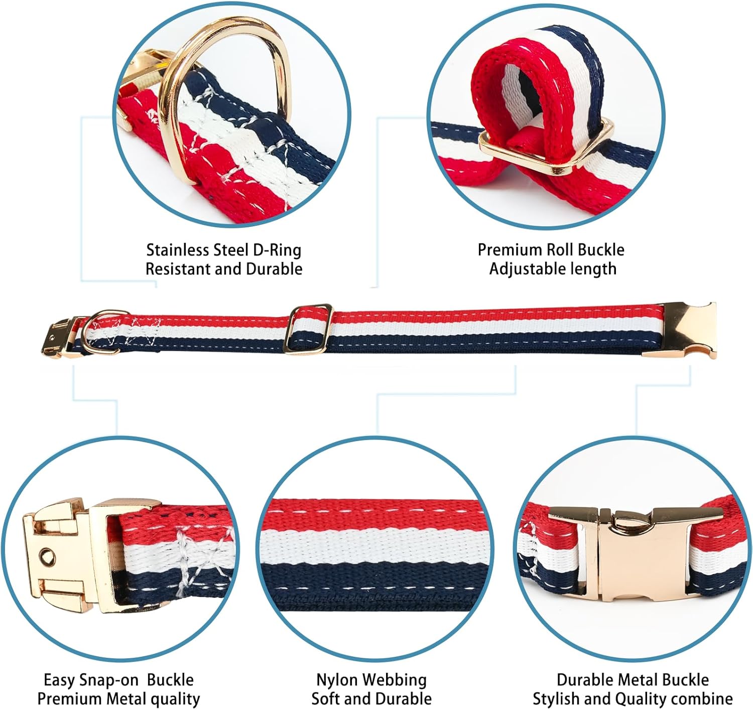 NISIYE Collar de perro de lujo, lindos collares para perros, collares duraderos para mascotas con hebilla de metal de seguridad para cachorros y