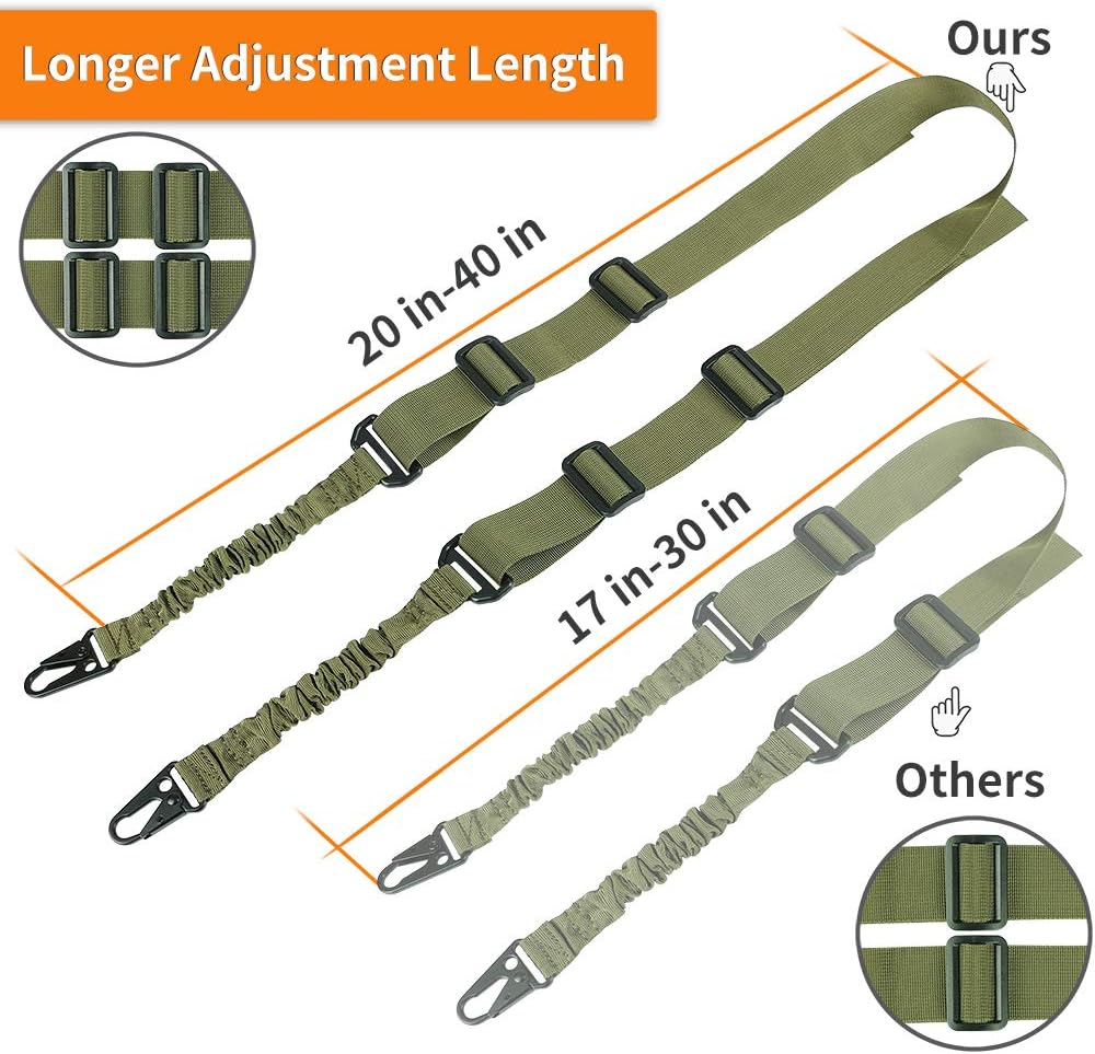 Feyachi Eslinga L46 con bloqueo modular QD Sling Mount, longitud ajustable honda con ganchos de metal más grandes