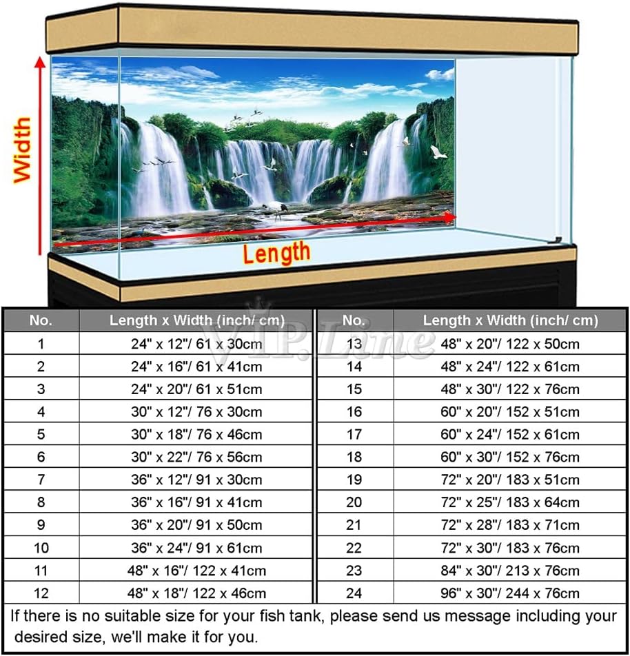 VIP.LINE – Póster de fondo de acuario de bosque de cascada de PVC, adhesivo autoadhesivo para pecera (30 x 18 pulgadas29.9 x 18.1 in)