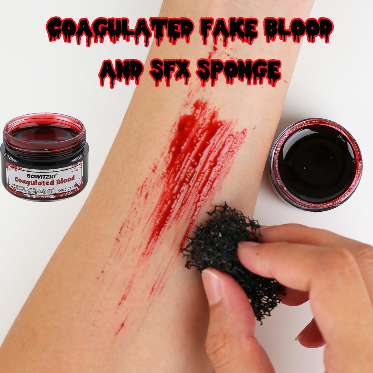 Bowitzki Maquillaje de Halloween Efectos especiales Aceite Cara Cuerpo Pintura Falso Cera Cera de Cicatriz de Sangre Carbonizada Polvo con Esponjas