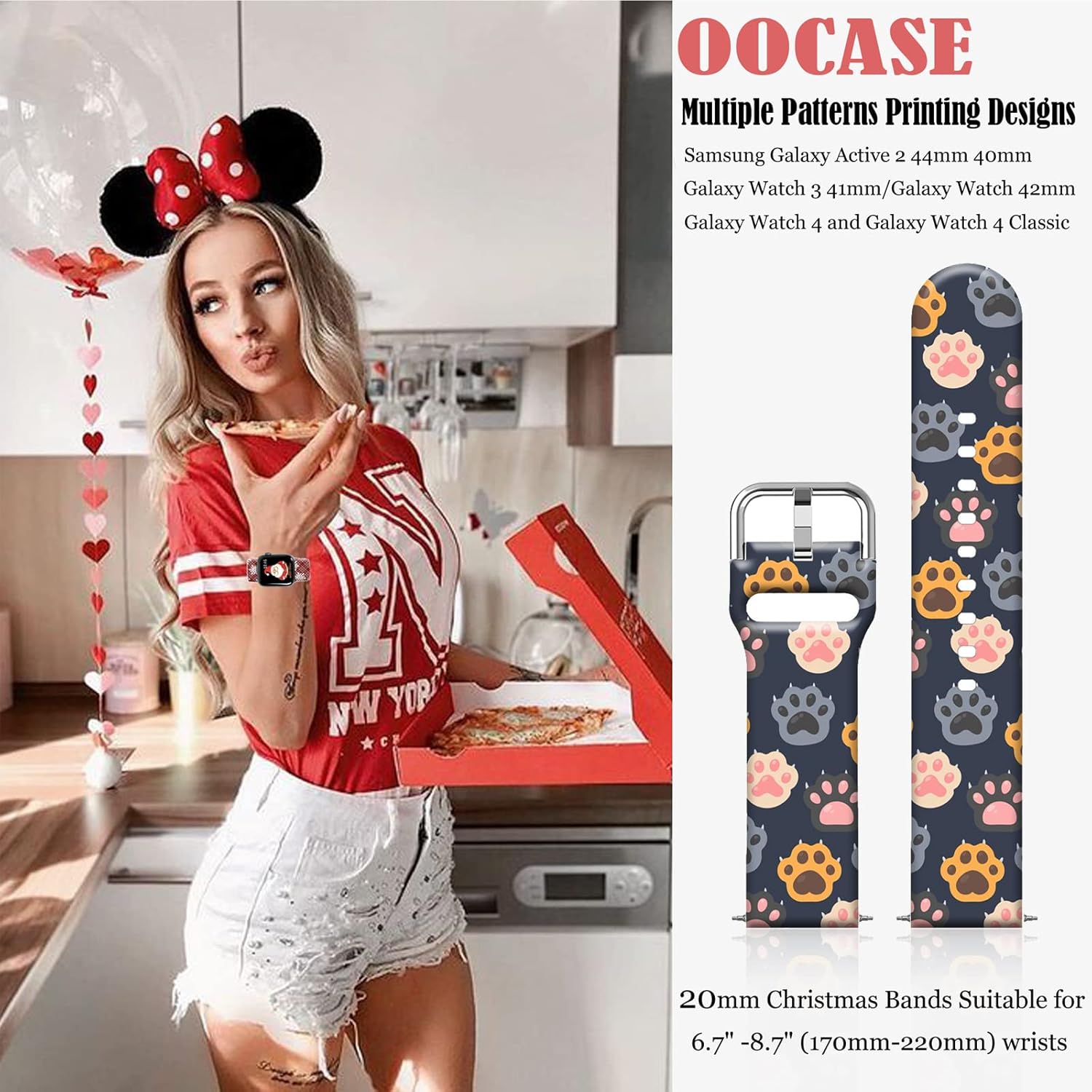 Correas de Navidad de 0.787 pulgadas compatibles con Samsung Galaxy Active 2 de 1.732 pulgadas, 1.575 pulgadas, Galaxy Watch 3 de 1.614