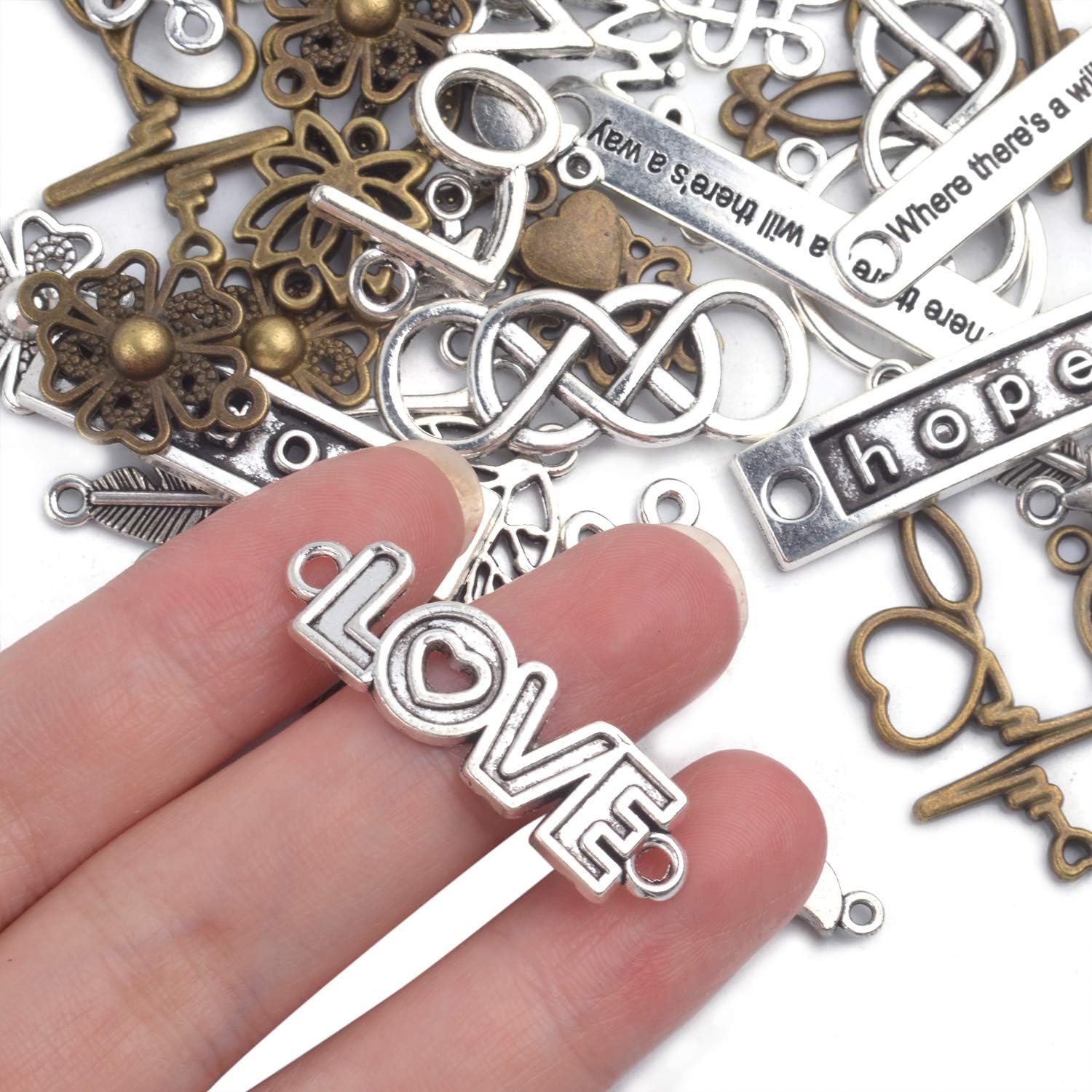 Aylifu Encantos de conector de palabras, Metal Plata, No es una piedra preciosa