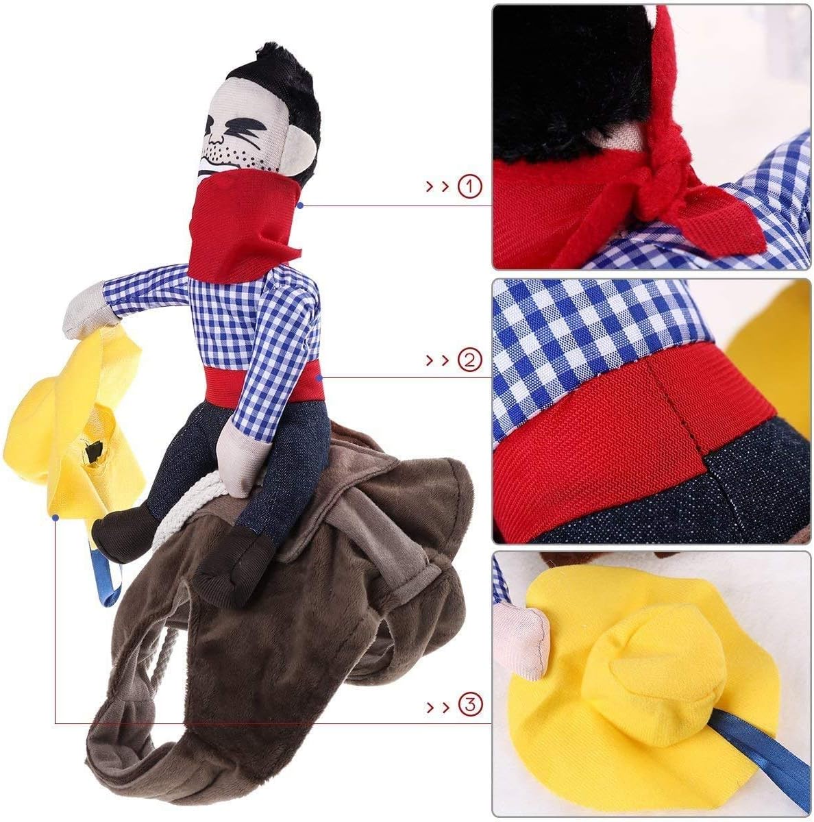 iSmarten Disfraz de vaquero para perro, disfraz de caballero estilo muñeca, sombrero de Halloween, disfraz de mascota (XL)