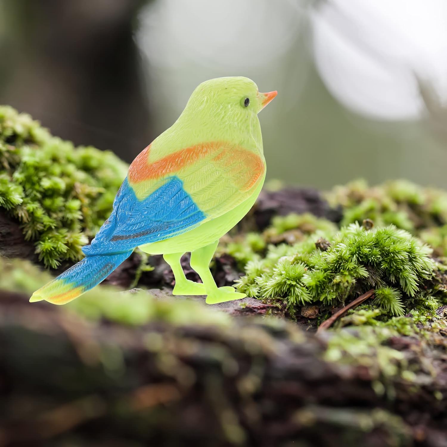 TOYANDONA Juguete de pájaro de canto con sensor de movimiento, pájaro colorido gorrión, juguete de simulación de pájaro de canto real, movimiento de