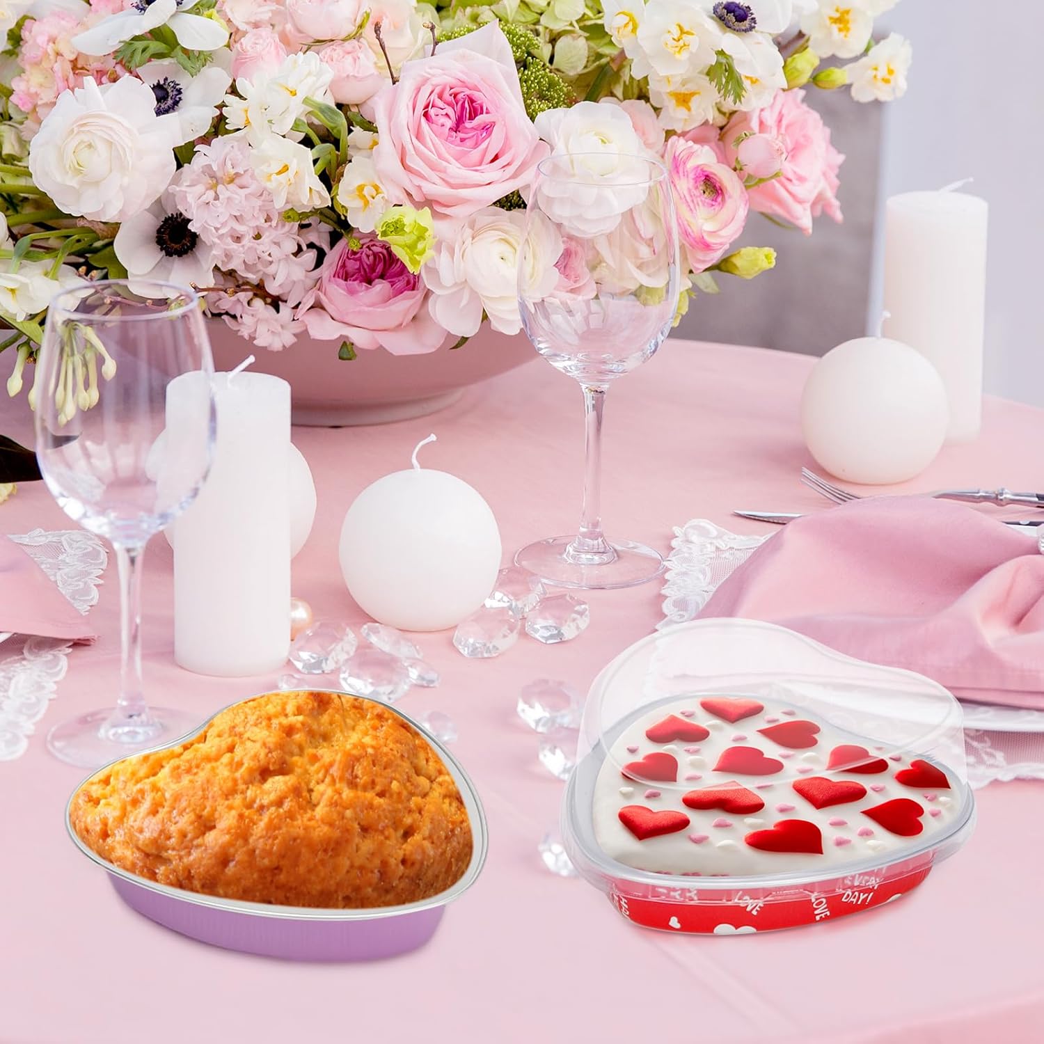Juego de 24 moldes para pasteles con tapa en forma de corazón para el día de San Valentín, 8.6 fl oz9 onzas, desechables, mini tazas de papel de