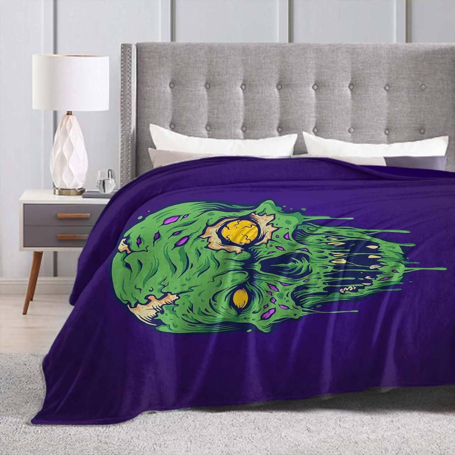 Manta de 40 x 50 pulgadas, manta de franela de calavera de terror zombi, suave, acogedora, mullida y cálida para adultos en sofá, cama, 50 x 40