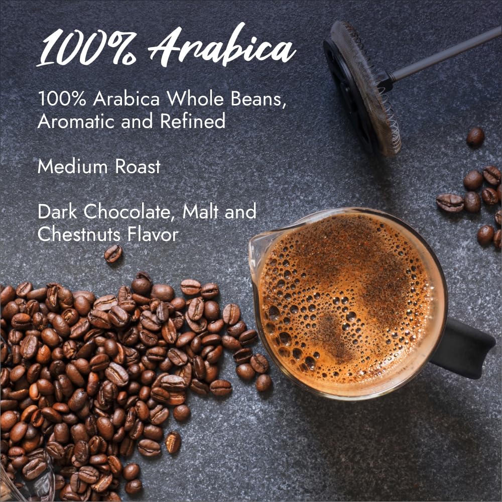 Caffè Borbone Granos de café expreso 100% arábica, 2.2 libras (paquete de 6), aromático y refinado con notas de chocolate oscuro, malta y castañas