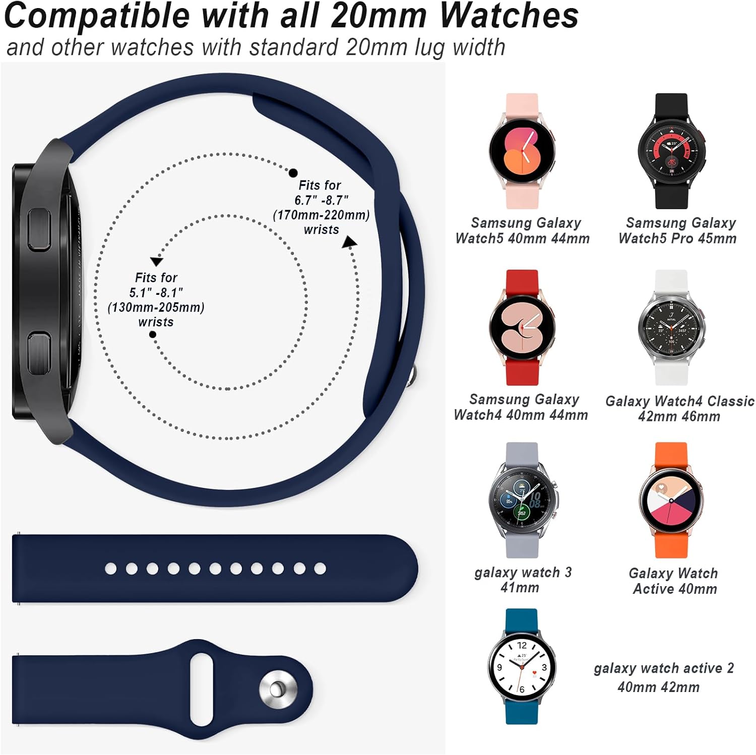 Paquete de 3 correas para Samsung Galaxy Watch 66 Classic de 1.575 in 1.732 in 43 1.850 in, Galaxy Watch 5Galaxy Watch 4, correa de repuesto