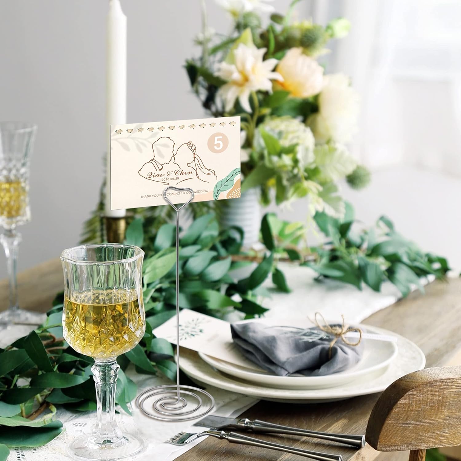 HomWanna Soportes para números de mesa, 10 unidades, 8.75 pulgadas, en forma de corazón, soportes altos para números de mesa para bodas, fiestas,