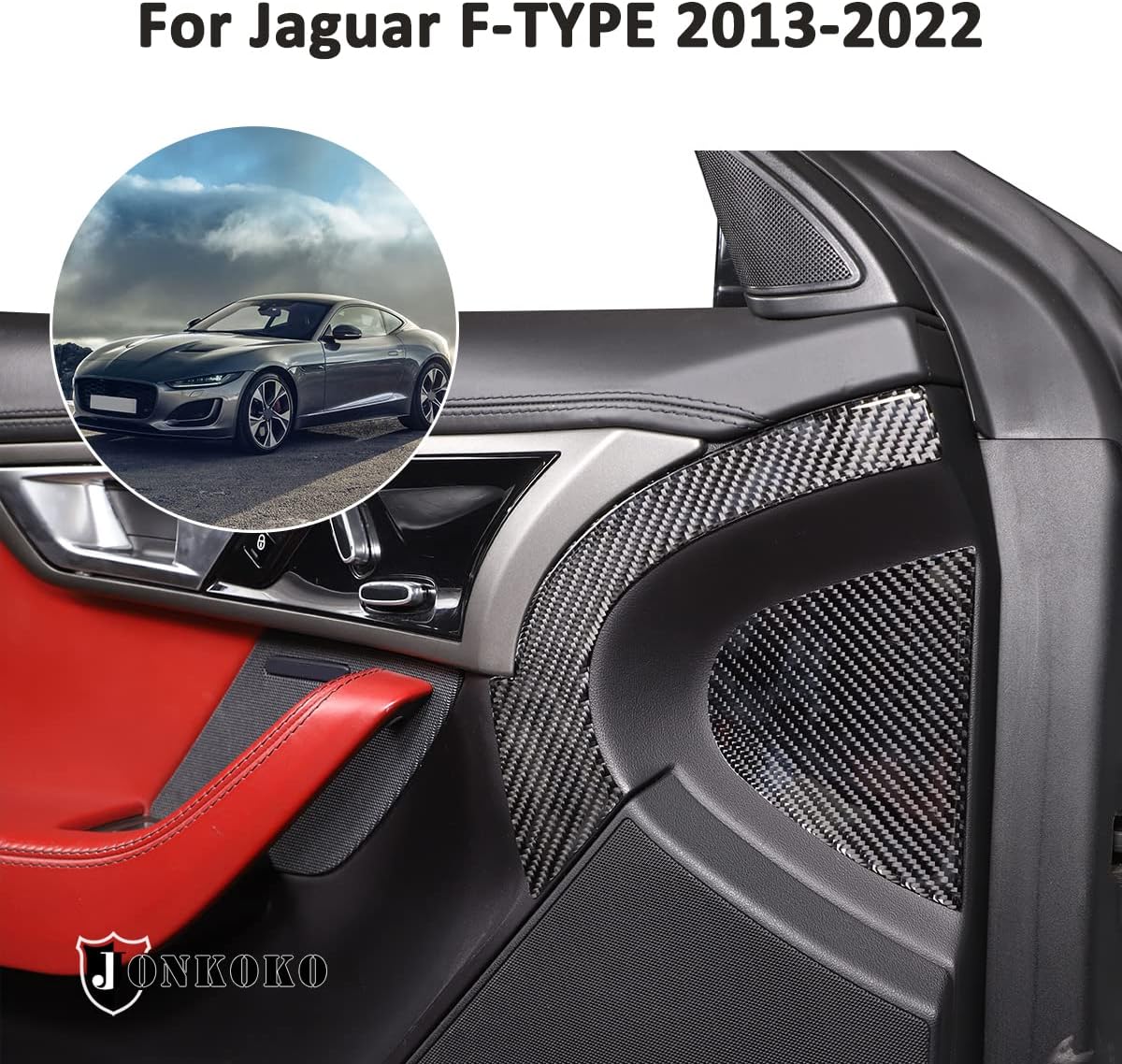 Protectores de borde de puerta de automóvil de fibra de carbono suave anti colisión, 4 unidades para Jaguar F-TYPE 2013-2022 Cojines de