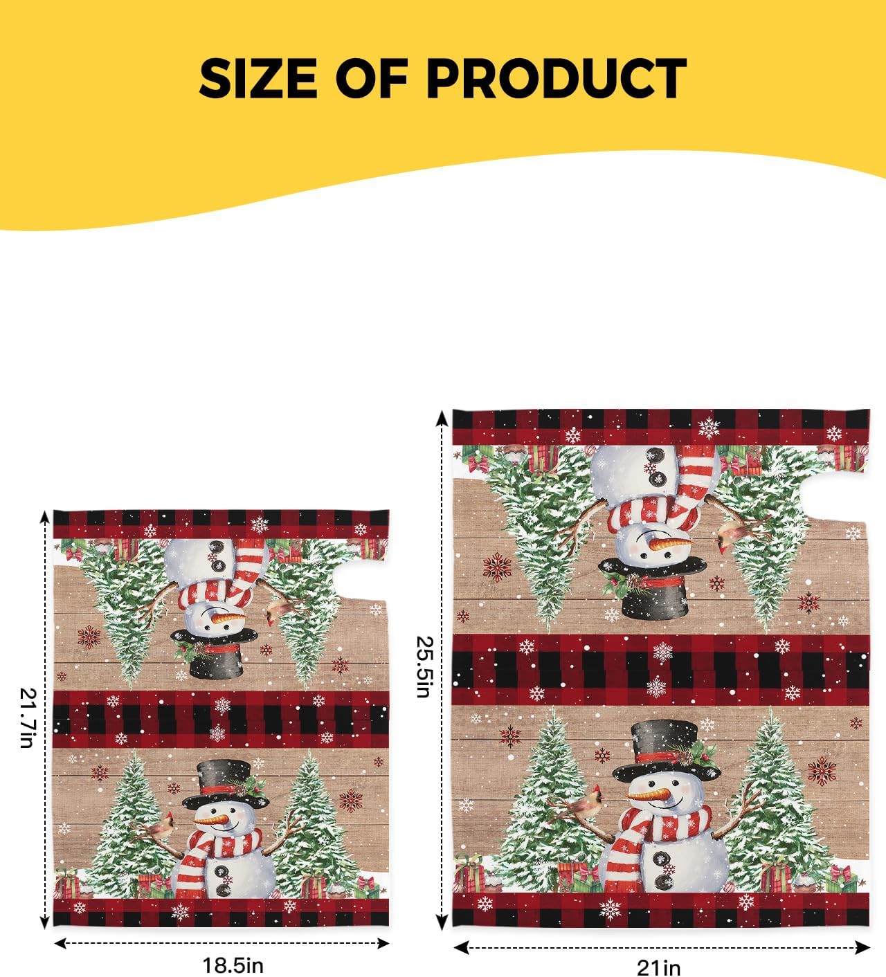 Funda magnética de Navidad para buzón de 21 x 25.5 pulgadas, sombrero de búfalo a cuadros, muñeco de nieve, árbol de Navidad en tablero de madera