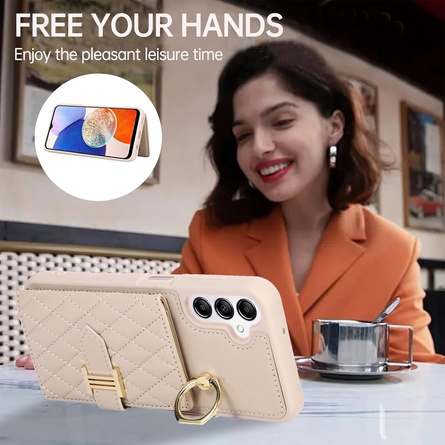 Asuwish Funda para teléfono Samsung Galaxy A14M14 5G con protector de pantalla, soporte para tarjeta de crédito, ranura para tarjeta de crédito,