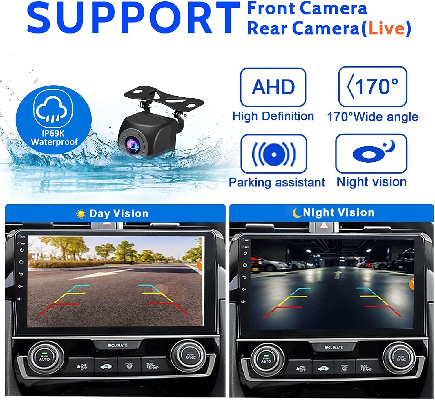 Estéreo de automóvil Android de un solo DIN con CarPlay y Android Auto, pantalla táctil IPS capacitiva ajustable HD de 10.1 pulgadas, radio para