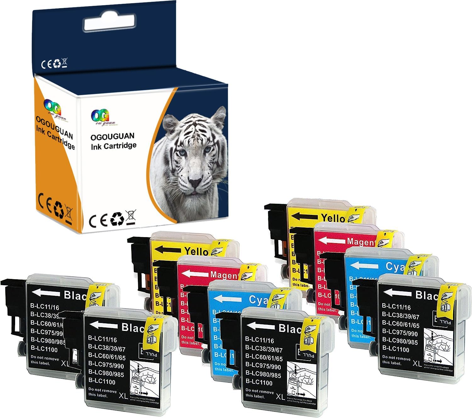 Paquete de 10 cartuchos de tinta compatibles para LC61 LC65 LC-61 LC61BK LC65BKl repuesto Brother MFC-5890CN MFC-5895CW MFC-6490CW MFC-6890CDW