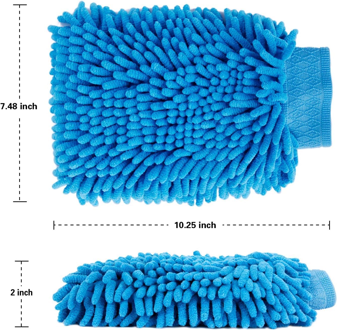 Manopla de lavado de coche azul marino de gran tamaño, guante de microfibra de chenilla de primera calidad, guante de limpieza de coche de chenilla