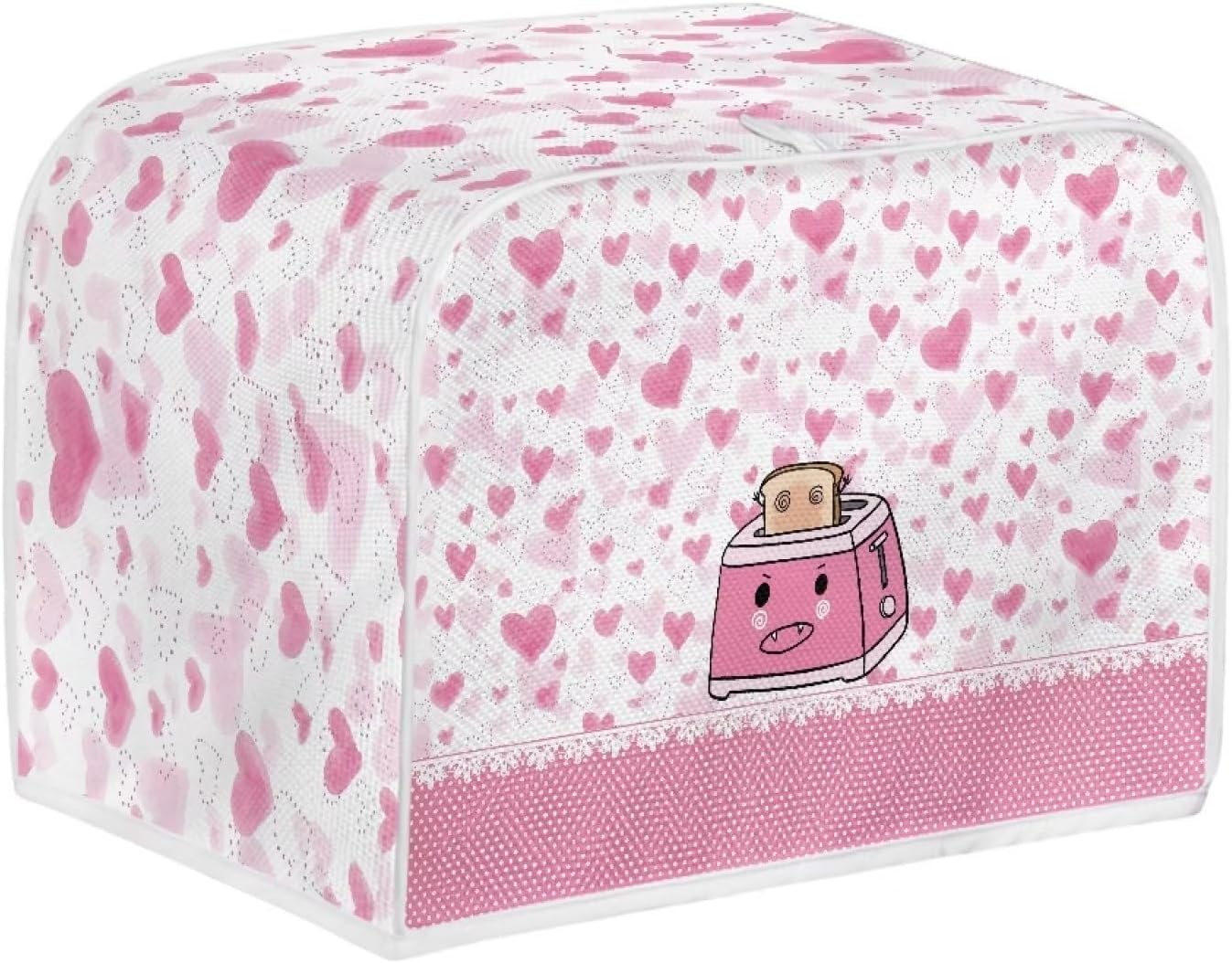 UNICEU Toster de dibujos animados rosa con estampado lindo de 2 rebanadas de tostadoras acolchadas cubierta para tostadoras a prueba de polvo,