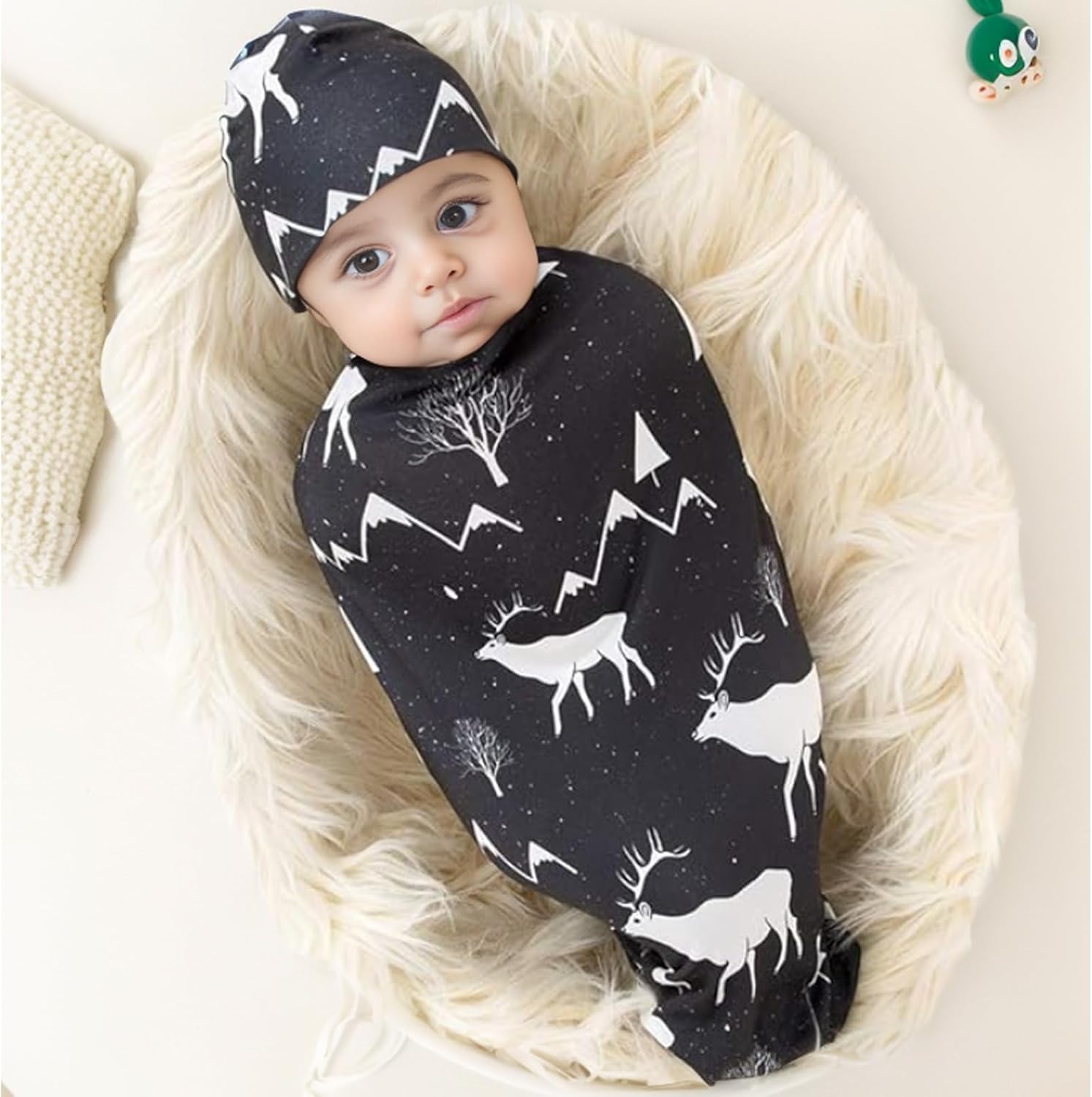 Galabloomer Juego de manta para recién nacido con gorro para bebé niño