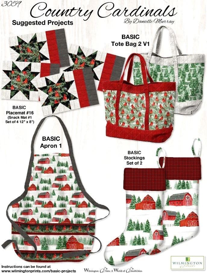 Wilmington Prints Country Cardinals Winter Scenic Multi, tela de The Yard