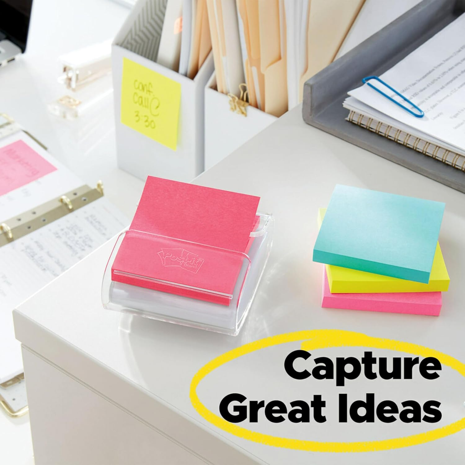 Post-it Paquete de regalo dispensador de notas de búho, incluye 18 unidades Post-it de 3 x 3 pulgadas, dispensador súper adhesivo de notas