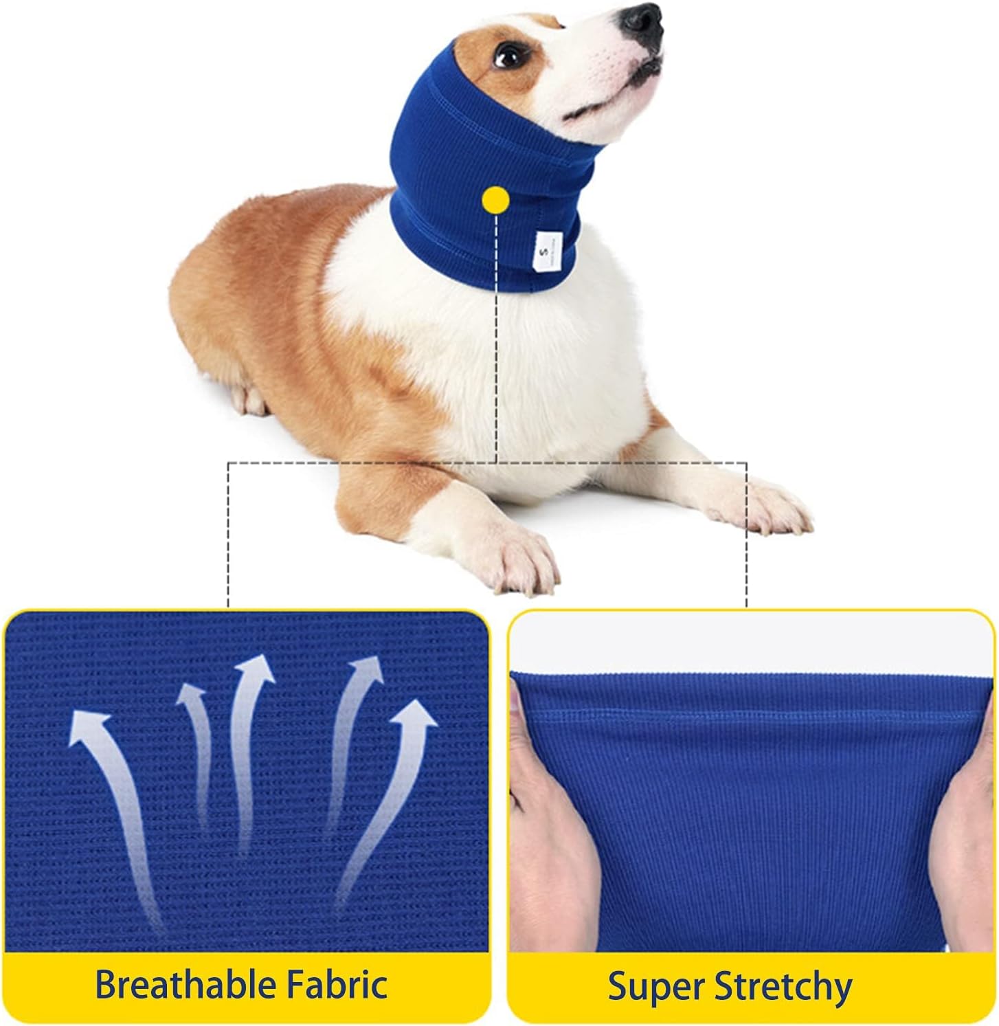 PUMYPOREITY Cubierta calmante para orejas de perro, protección contra el ruido, protección de oídos para el alivio de la ansiedad, capucha calmante