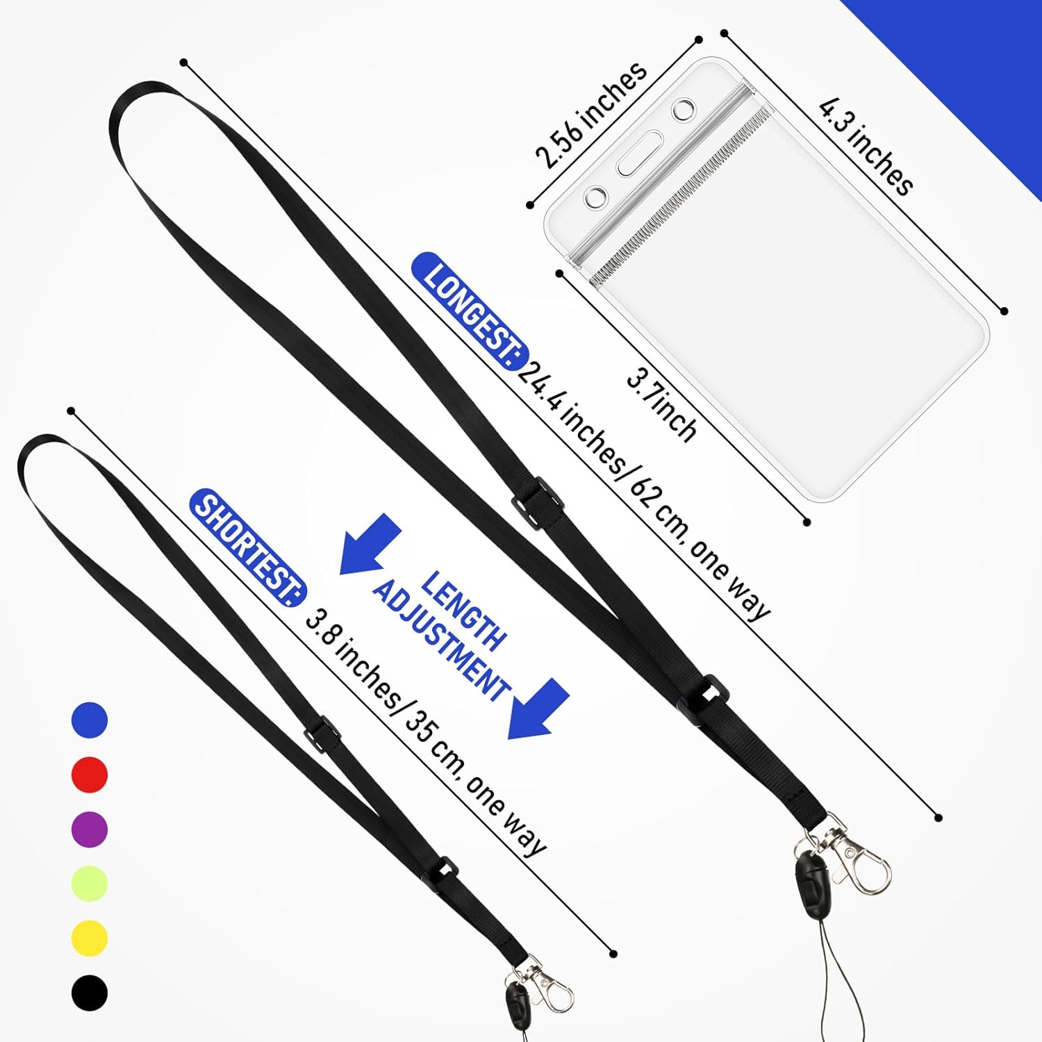 Seajan Juego de 24 cordones ajustables para crucero con soporte para tarjetas de identificación impermeable, coloridos cordones transparentes para