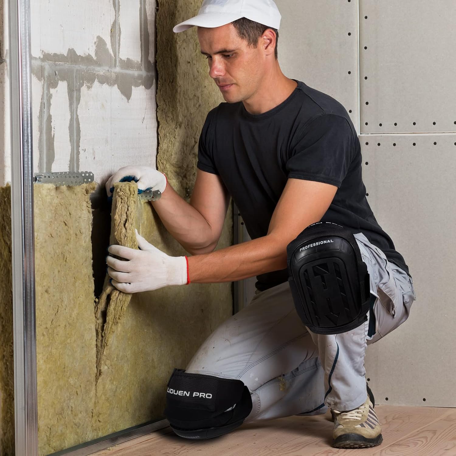 Rodilleras para el trabajo rodilleras de gel resistentes con acolchado de espuma de alta densidad y correas elásticas fuertes para construcción,