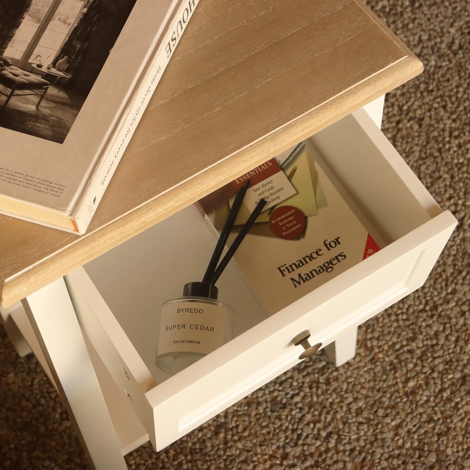 MaxSmeo Mesita de noche de granja, mesita de noche blanca con almacenamiento, mesita de noche moderna de madera, mesas auxiliares para sala de
