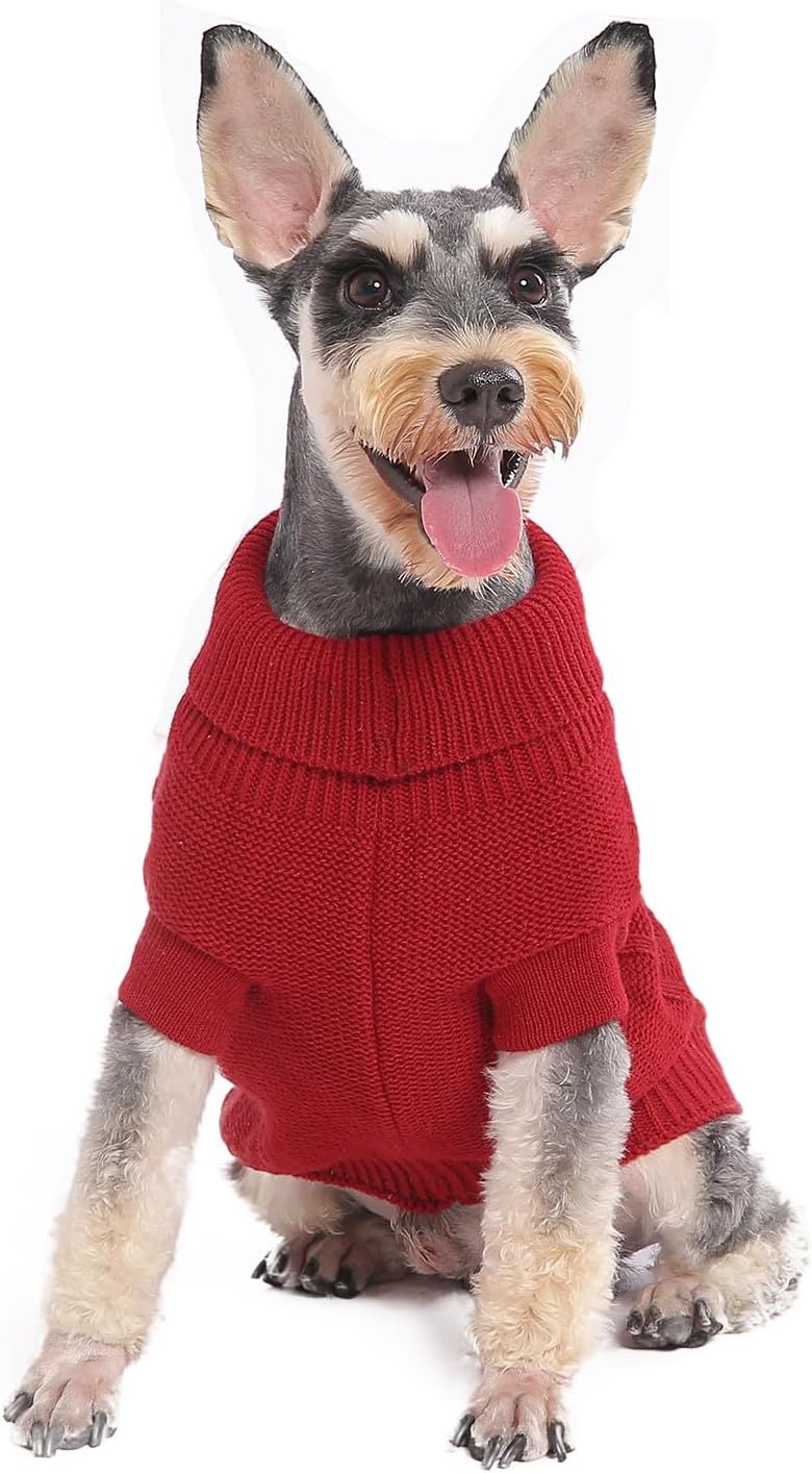 MengMengDa, Suéter para perro, ropa de punto trenzado, cuello alto clásico, ropa cálida y suave para chihuahua, bulldog, perro salchicha, pug,