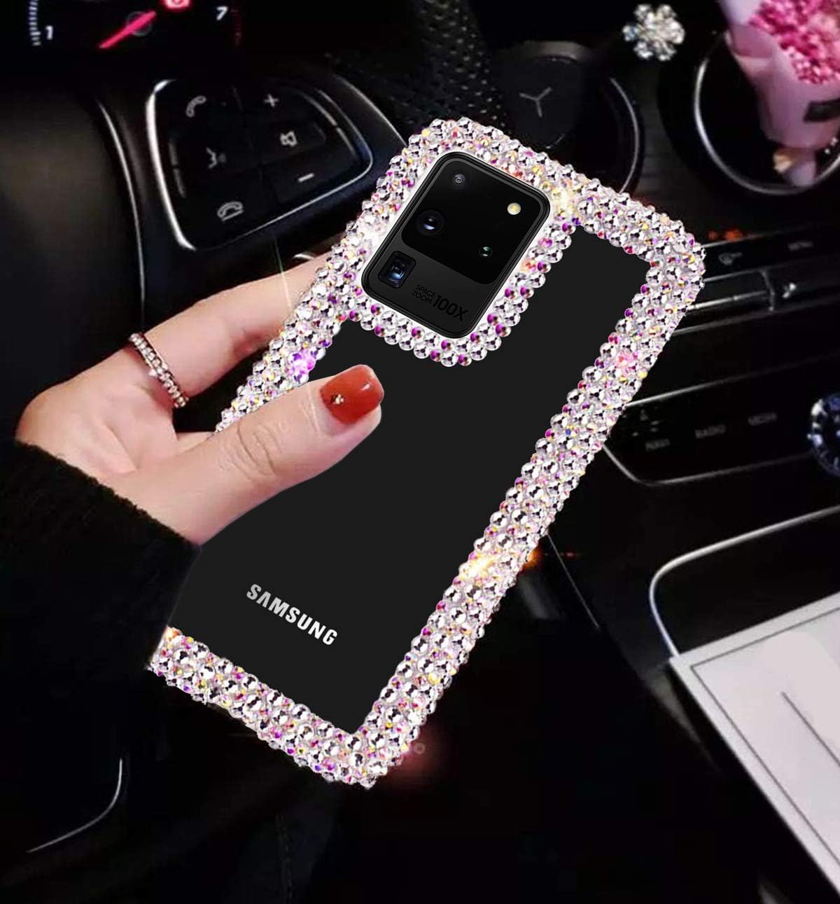 Bonitec Jesiya – Funda para Samsung Galaxy S20 Ultra con purpurina 3D, funda protectora transparente para Samsung Galaxy S20 Ultra transparente para