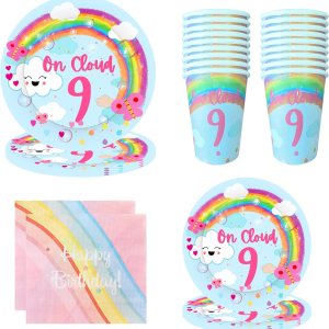On Cloud – Decoraciones de cumpleaños 9 para niñas, platos y servilletas de cumpleaños de 9 años On Cloud, decoraciones de 9 cumpleaños para niñas, On Cloud – Decoraciones de cumpleaños 9 para niñas, platos y servilletas de cumpleaños de 9 años On Cloud, decoraciones de 9 cumpleaños para niñas,