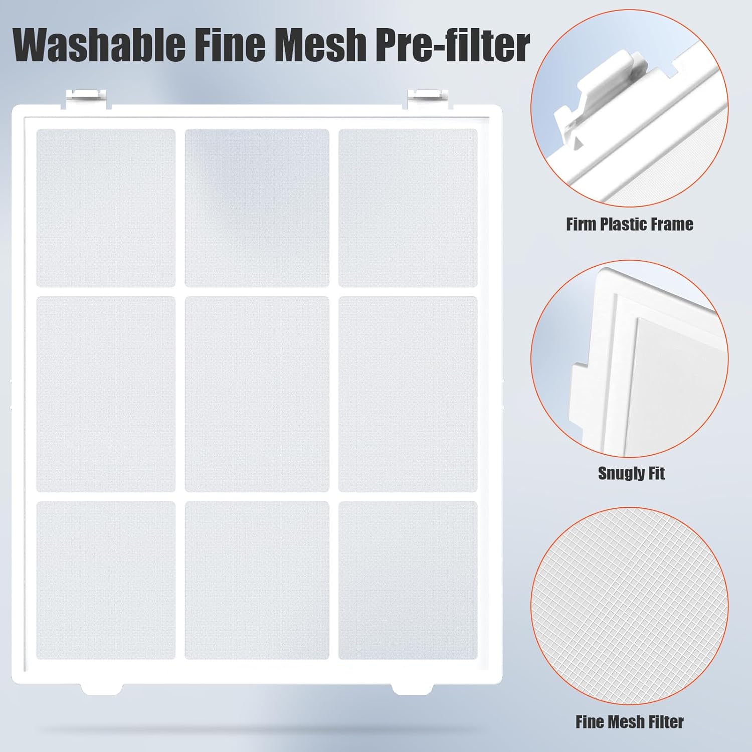Paquete de 2 prefiltros de malla fina lavables C545 compatibles con purificador de aire Winix C545 con 2 prefiltros de carbón activado
