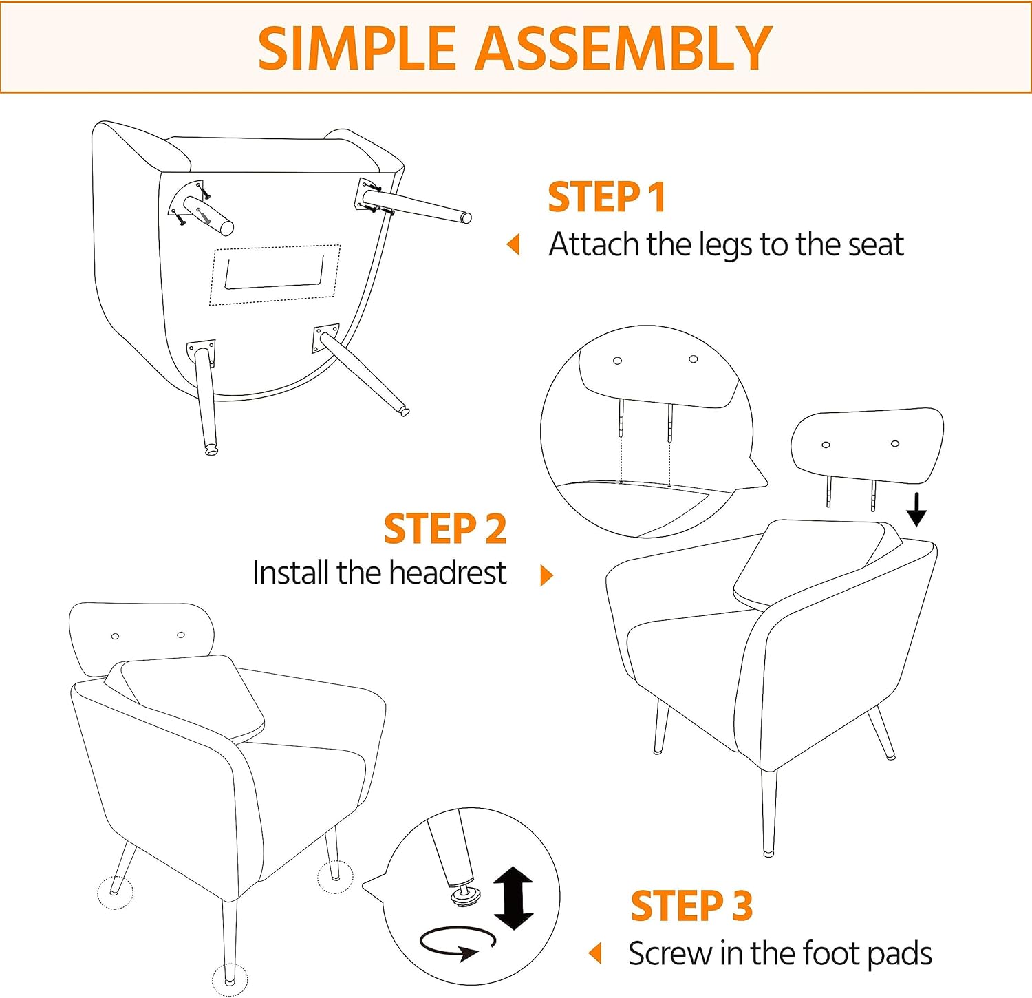 Yaheetech Silla decorativa, acogedora silla de sala de estar con reposacabezas ajustable, silla de tocador Boucle con almohada lumbar y patas