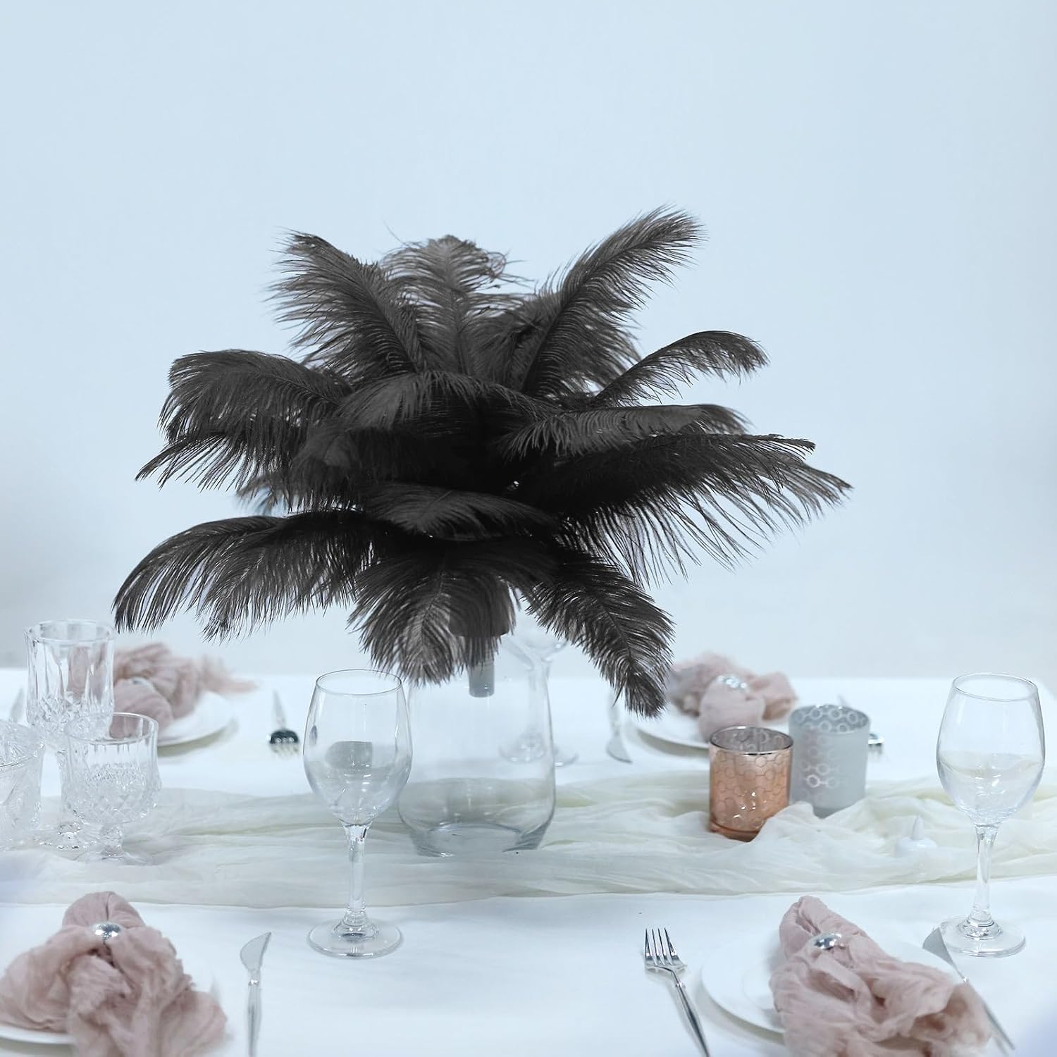 Efavormart – Paquete de 12 plumas de avestruz reales de plumas naturales negras de 13 a 15 pulgadas, rellenos de centros de mesa de bricolaje