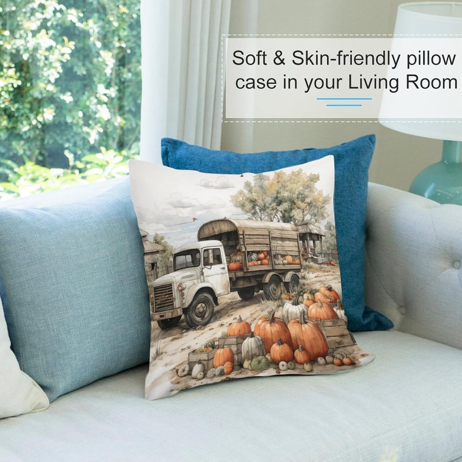 Fundas de almohada cuadradas suaves y cuadradas con parches de calabaza para sofá de 26 x 26 pulgadas, cosecha de otoño, Acción de Gracias, cojines