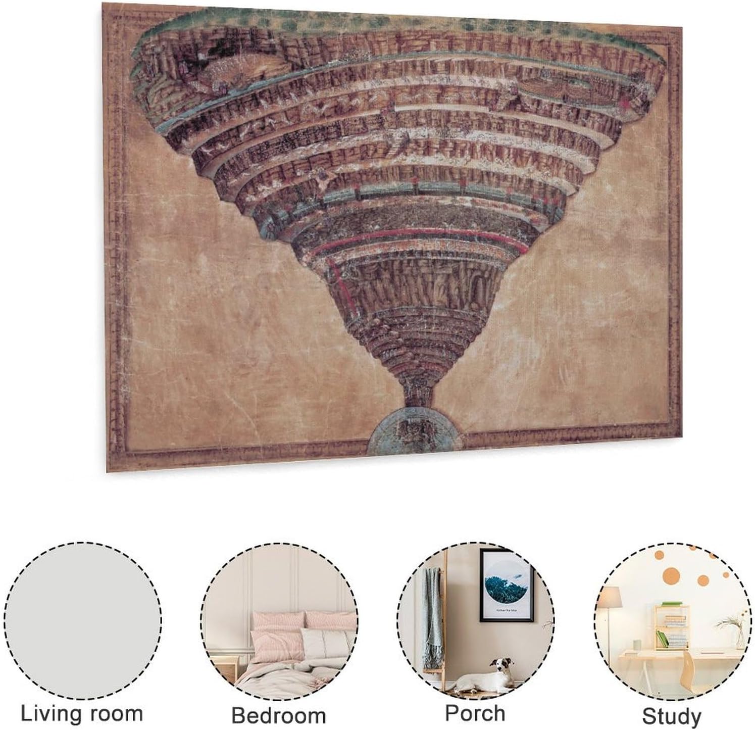 Sandro Botticelli – Lienzo decorativo para pared, diseño de comedia divina en Dante, diseño de fresco, para decoración de pared, decoración de