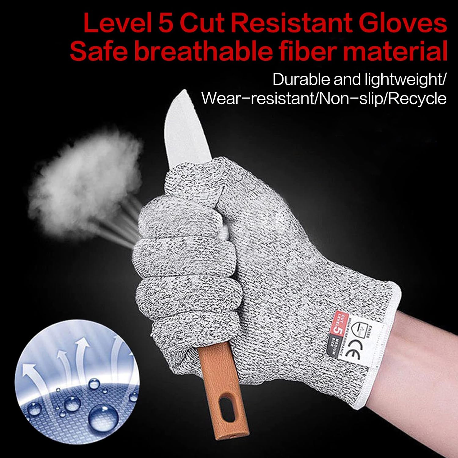 mearens Guantes resistentes a cortes, guantes de seguridad de grado alimenticio, guantes de cocina anti cortes para cortes, guantes de trabajo de