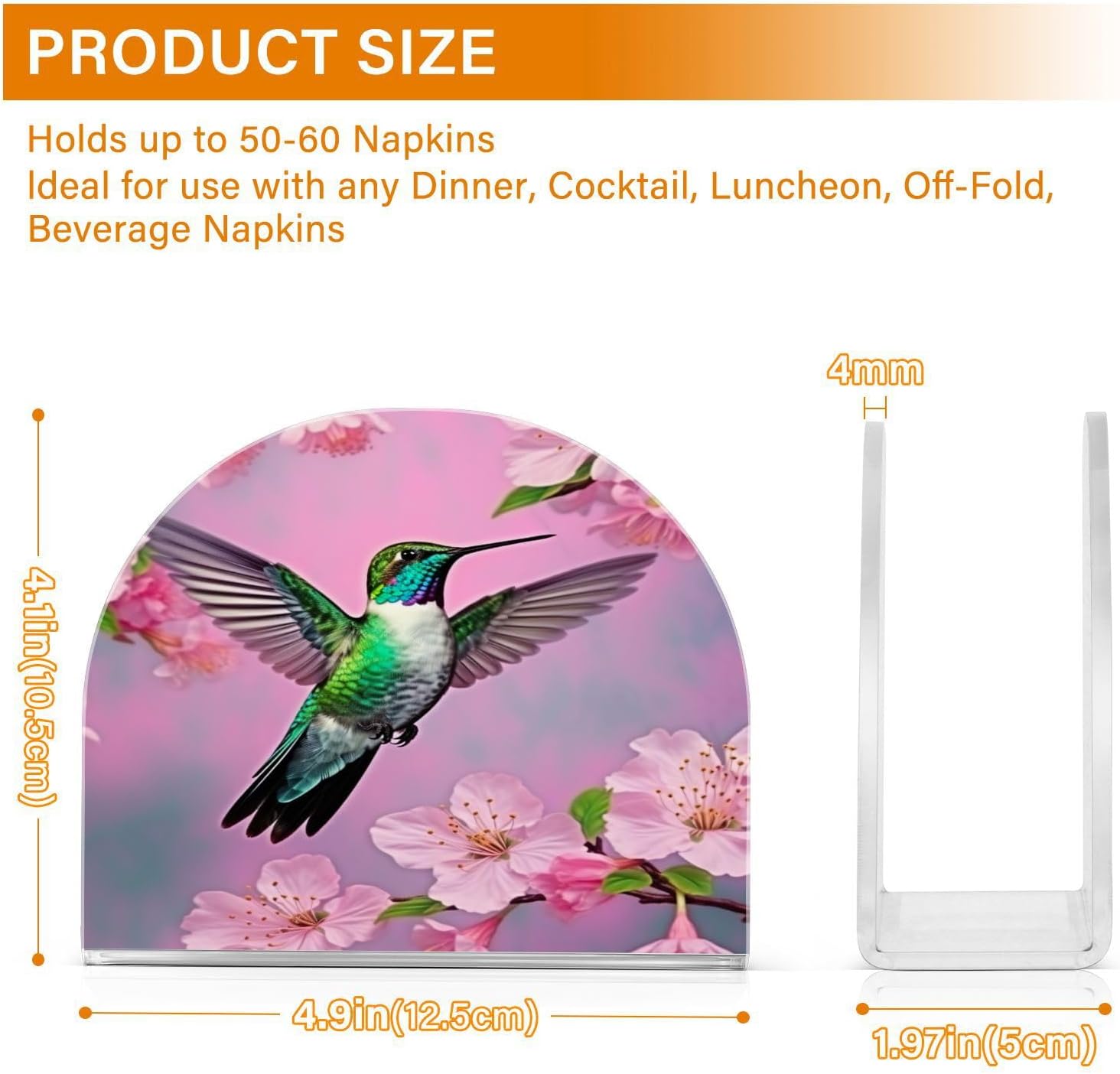 Servilleteros de colibrí y flor de cerezo para mesas, servilleteros de acrílico transparente, servilleteros de cóctel para cocina, restaurante, bar,