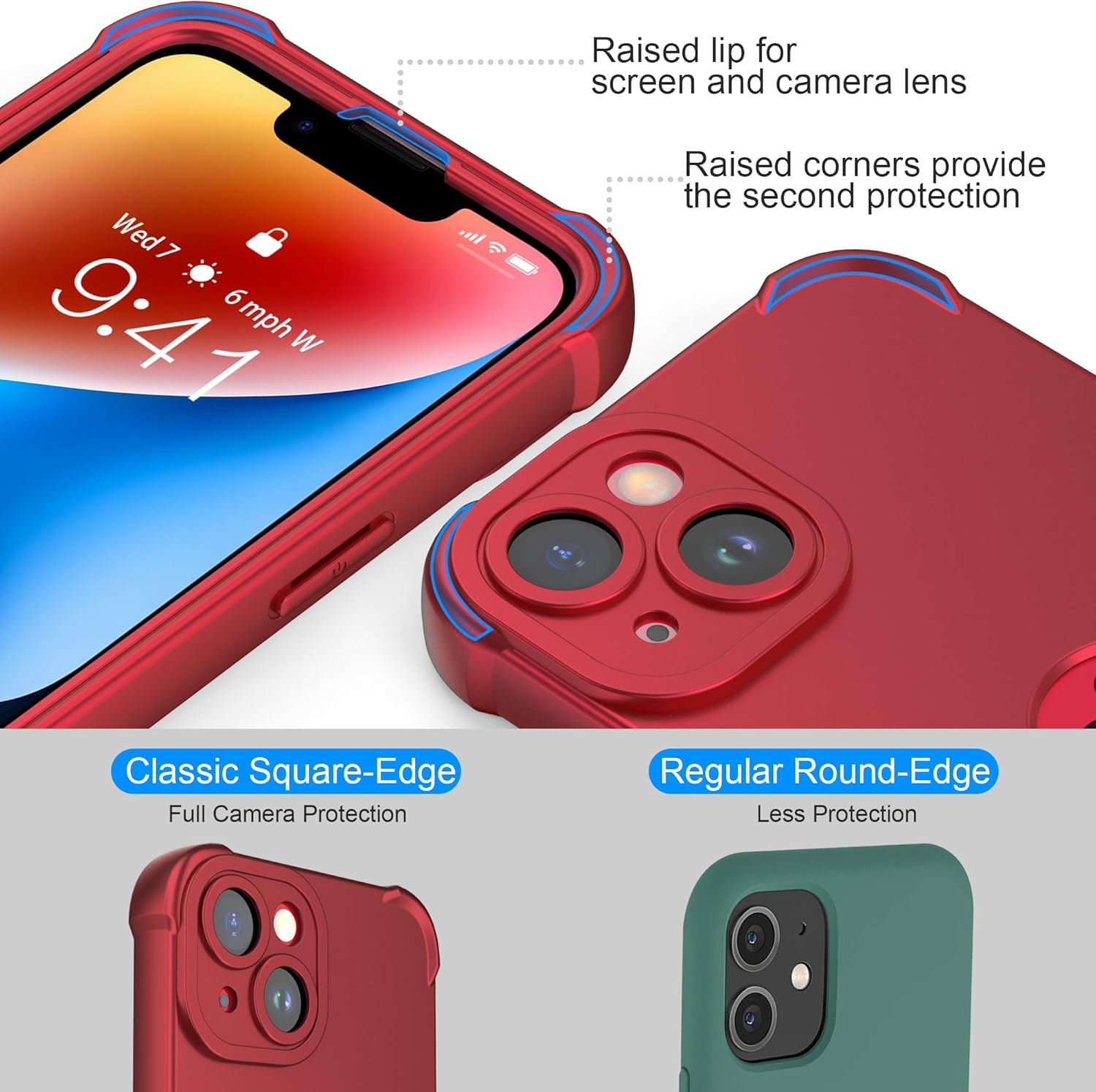 ORETECH Funda para iPhone 15 Plus iPhone 14 Plus, con 2 protectores de pantalla prueba de caídas de grado militar de 10 pies protección de cámara a