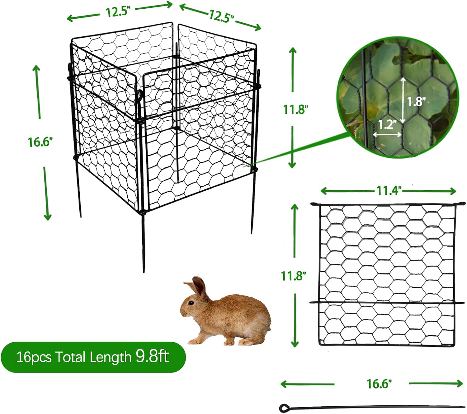 nutroeno Protector de plantas Cloche de alambre de pollo, soporte de jaula de malla para verduras, plantas y arbustos de animales, conejos, gatos y