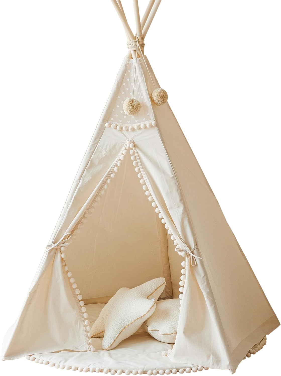 MINICAMP Tienda de campaña tipi original para niños, hecha a mano de lona natural y casa de juegos de madera para niños y niños, tienda de campaña