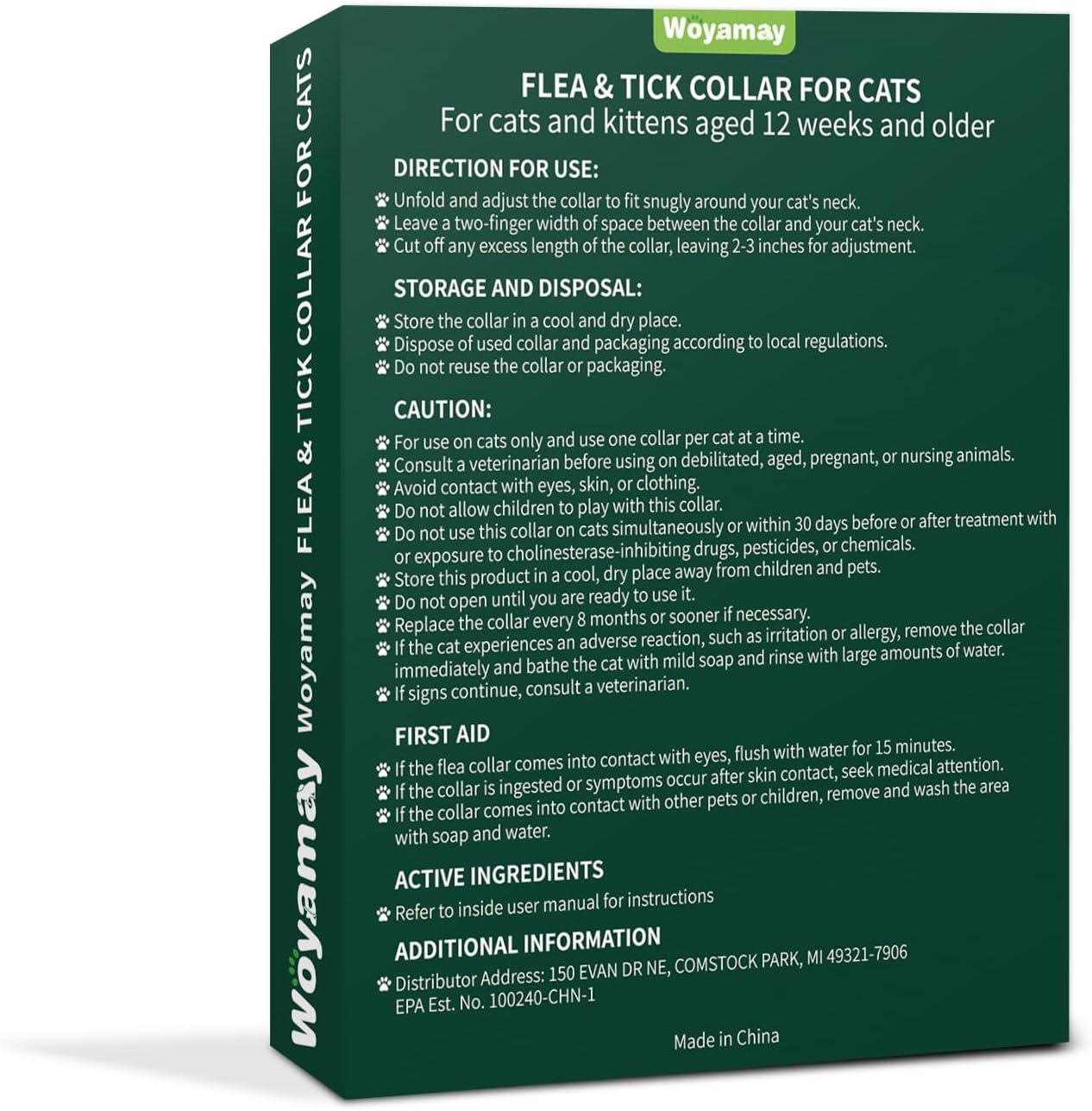 Paquete de 4 collares antipulgas para gatos, tratamiento de pulgas y garrapatas de gato, protección de 8 meses para prevención de pulgas y