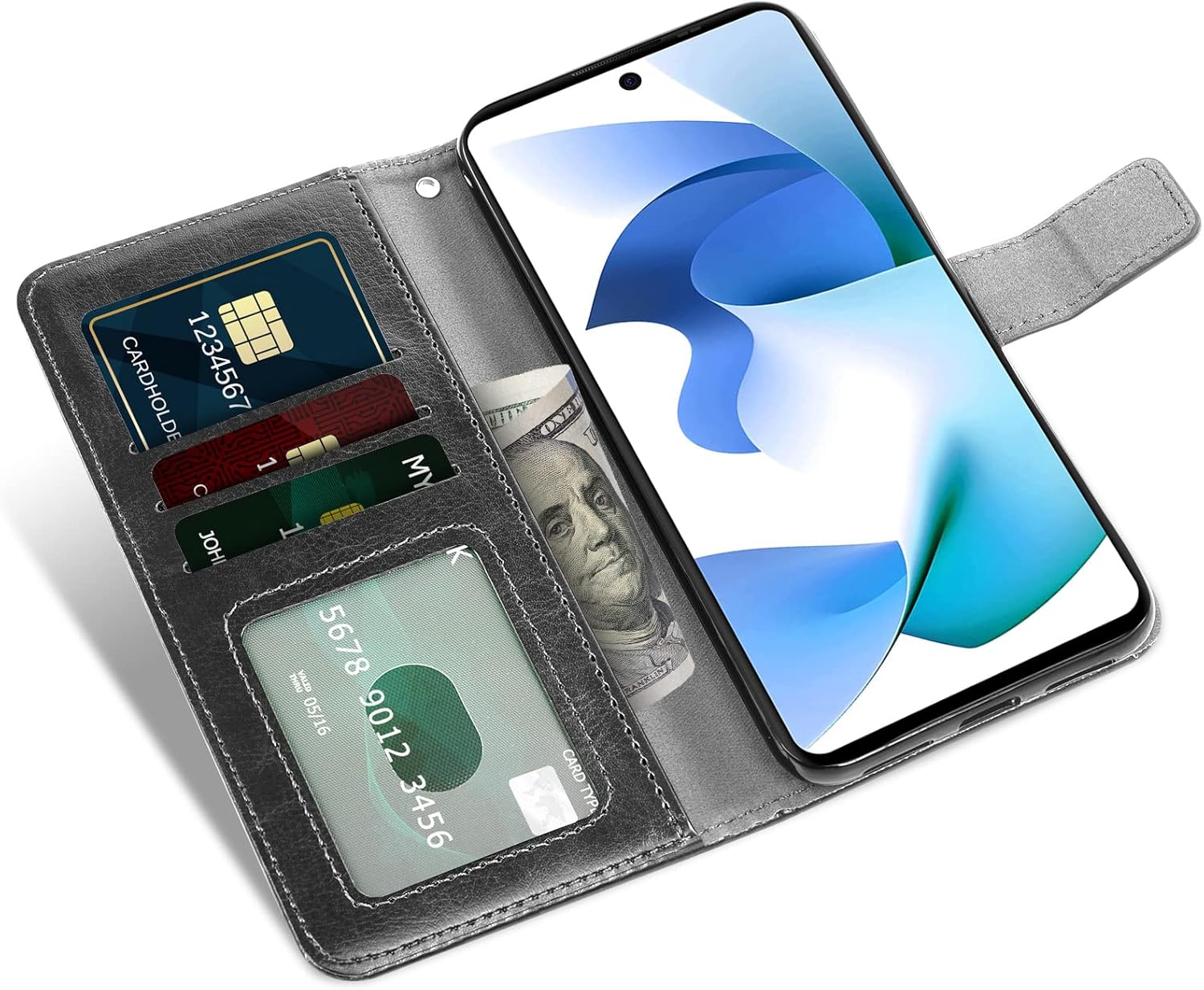 Asuwish Funda tipo cartera compatible con BLU F91 5G 2022, protector de pantalla de vidrio templado y soporte de cuero para tarjetas, accesorios