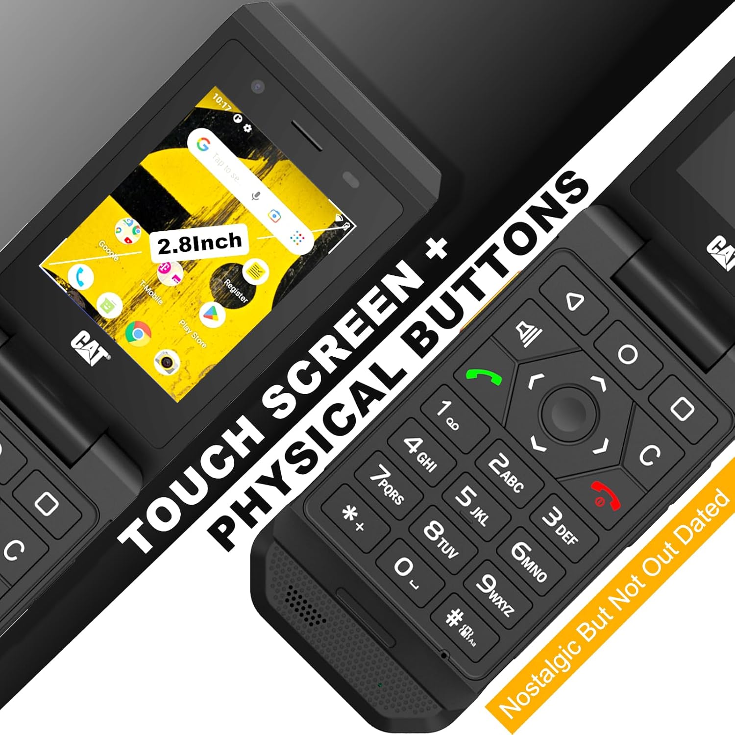 CAT S22 – Teléfono con tapa resistente (16 GB) 2.8 pulgadas, pantalla táctil, teléfono celular inteligente Android 11, IP68 resistente al agua, 4G