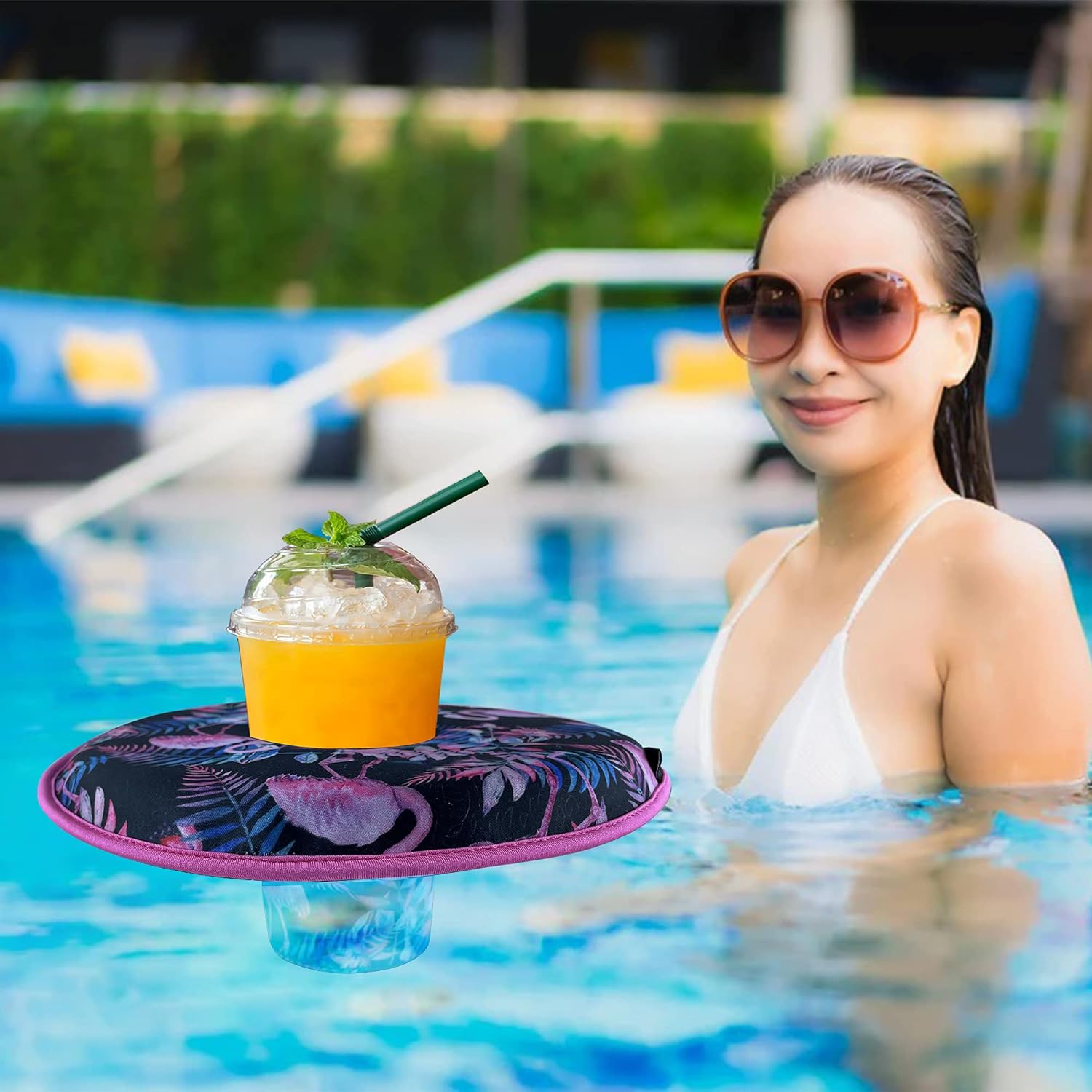 Bexbchh Soporte flotante para bebidas de neopreno para piscina, posavasos flotantes, portavasos de piscina para bebidas, flotadores para bebidas de