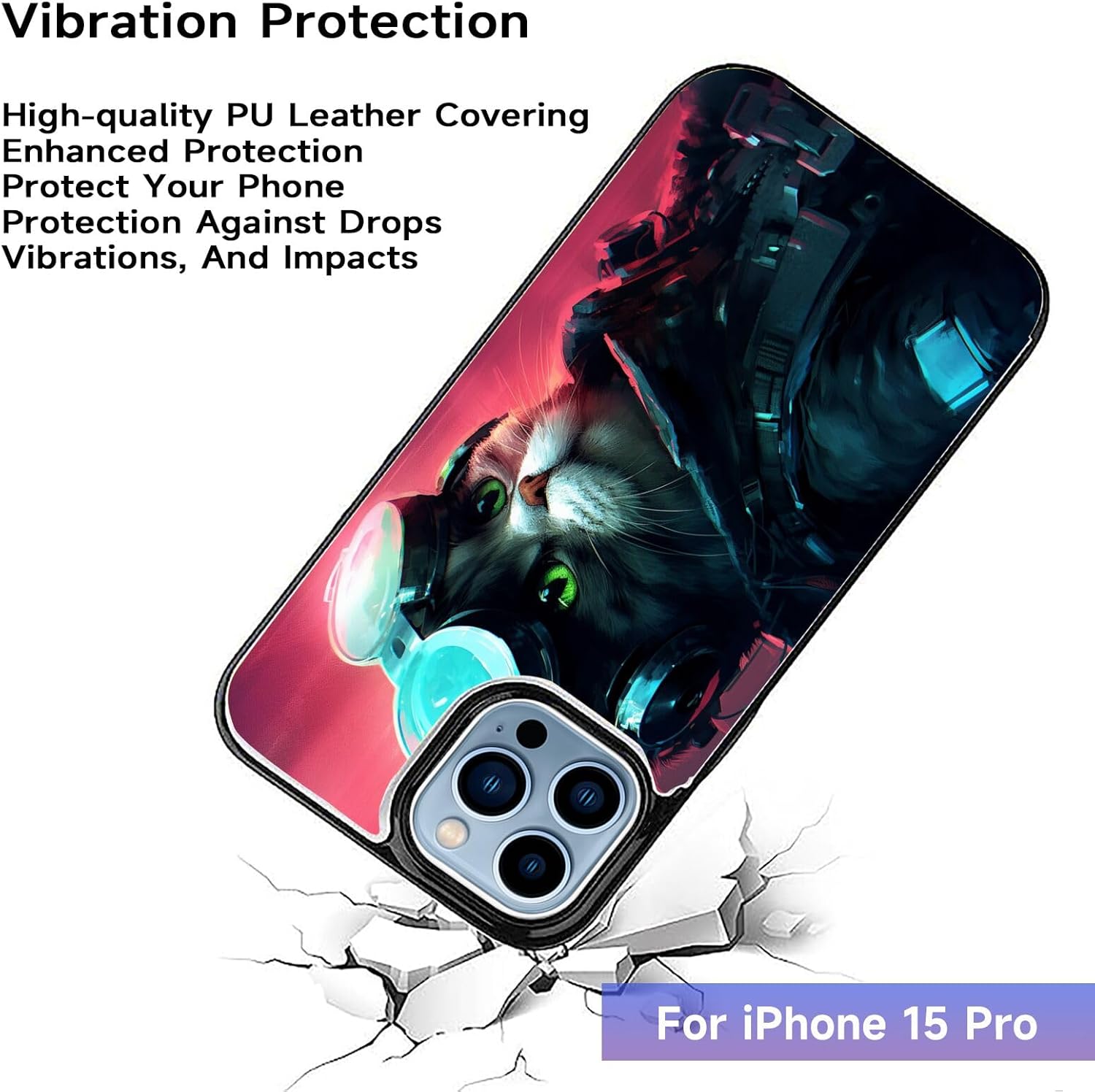 DAFEI Stylish Wallet Case for iPhone 15 Pro with Cat Print-aa248 Design – Premium Protection and Functionality Sleek Design Kickstand Feature