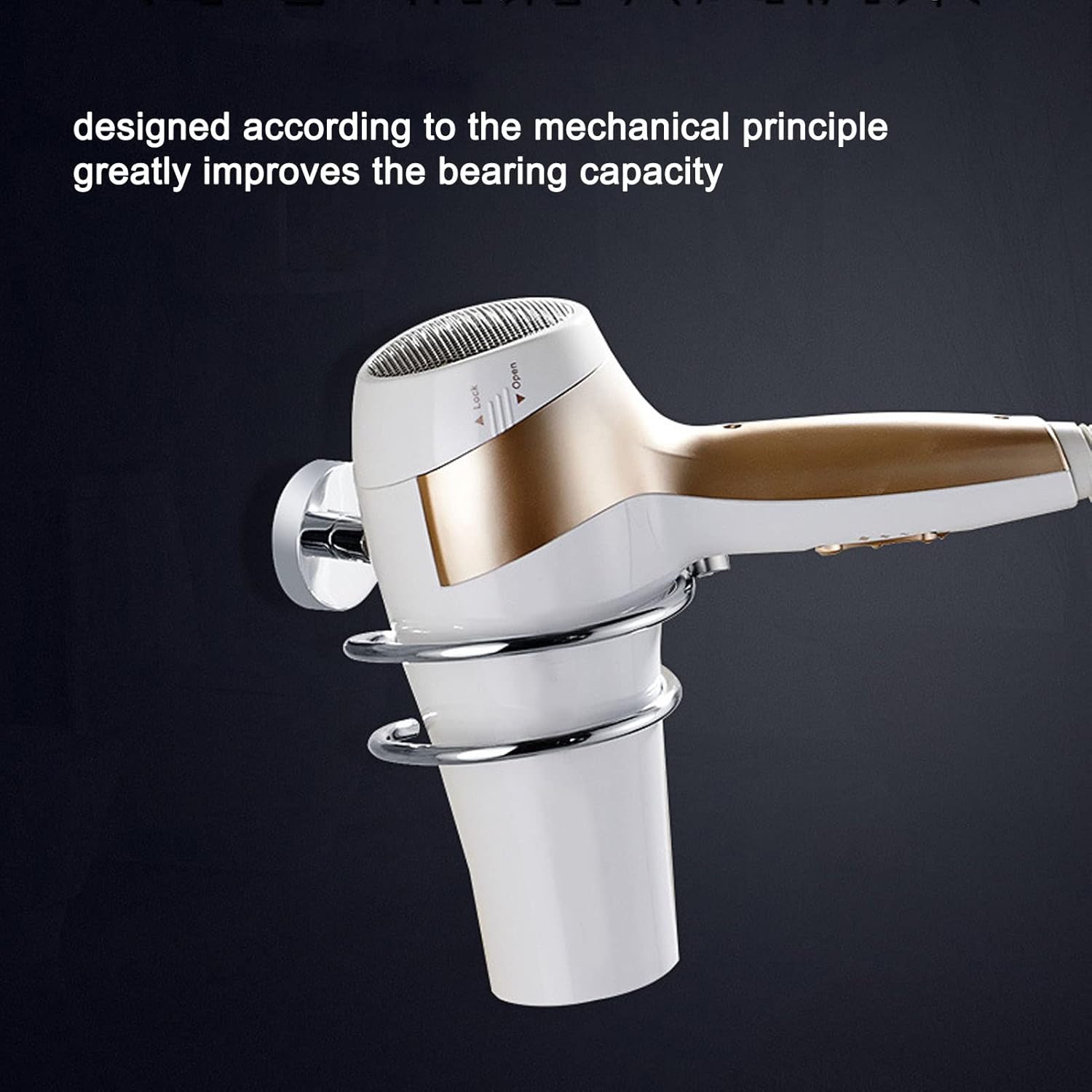 VTOSEN Soporte para secador de pelo de acero inoxidable 304, organizador de herramientas para el cabello de montaje en pared para baño, soporte para