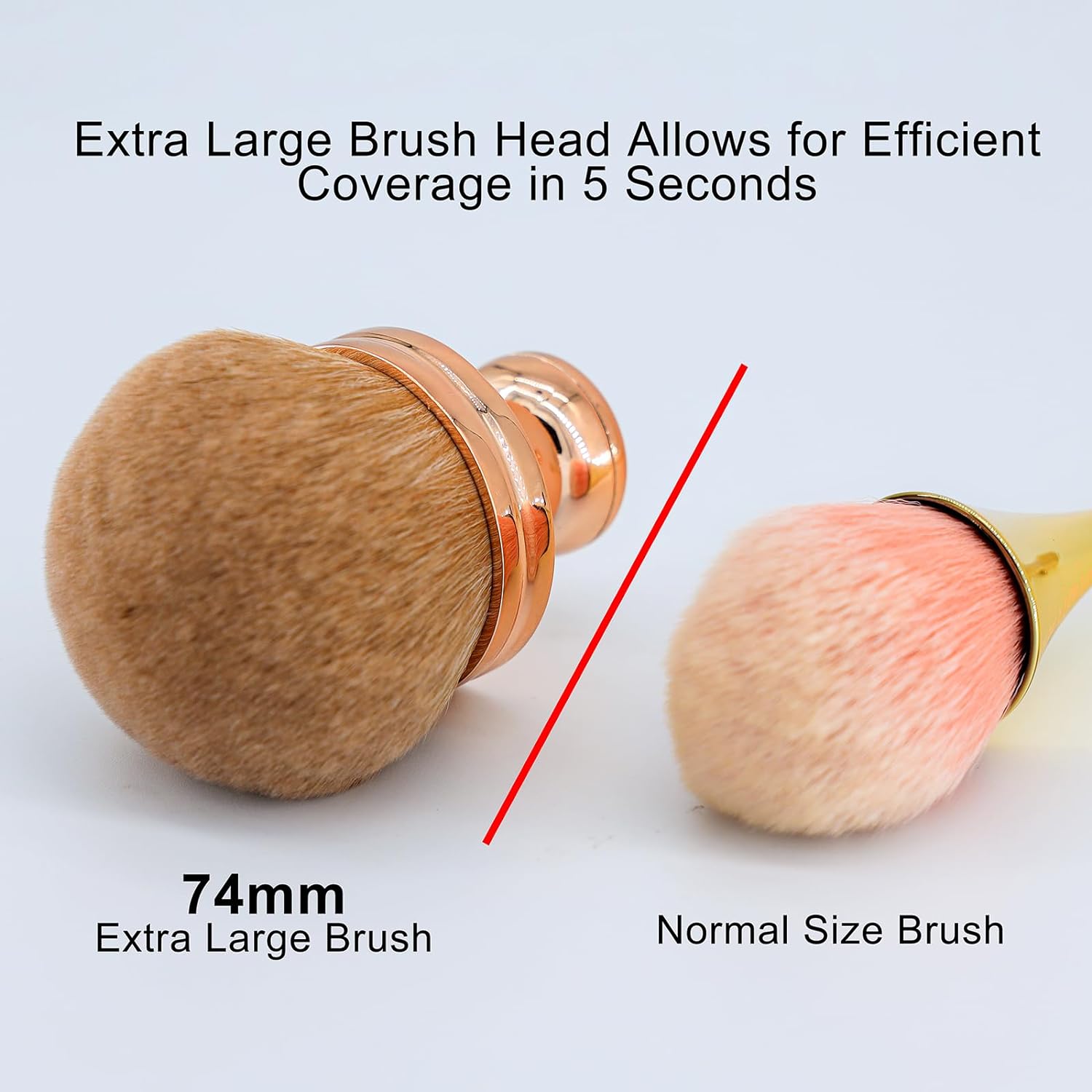 Brocha de maquillaje corporal extra grande para autobronceador, aplicador de espalda autobronceadora, cepillo Kabuki de cabeza ancha de 2.913 in